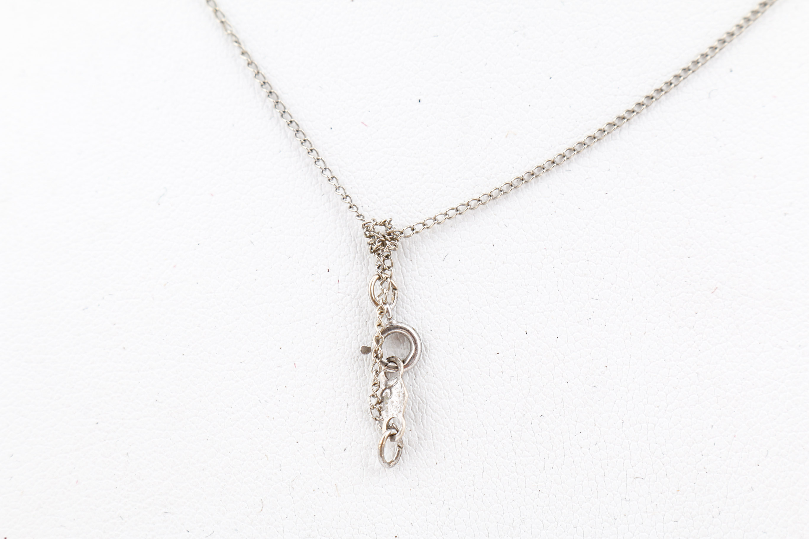 14K White Gold Diamond Rose Pendant Necklace