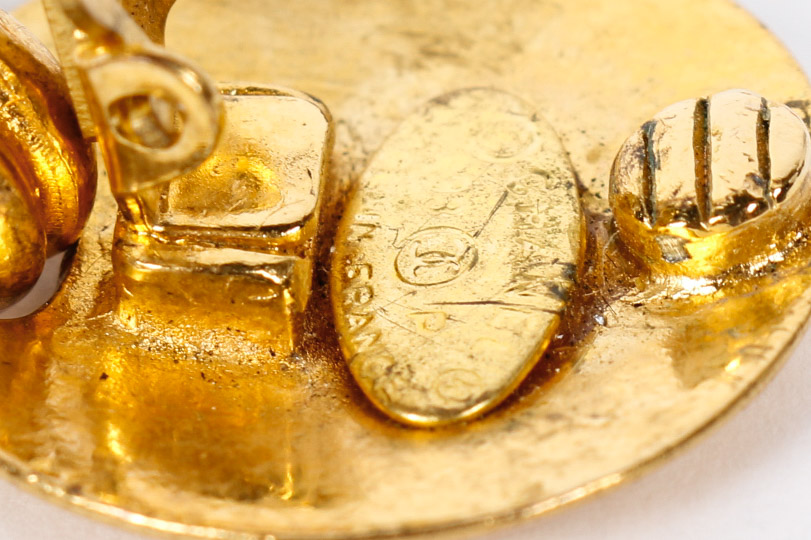 Chanel Earrings With a Coral Coin Pendant Necklace