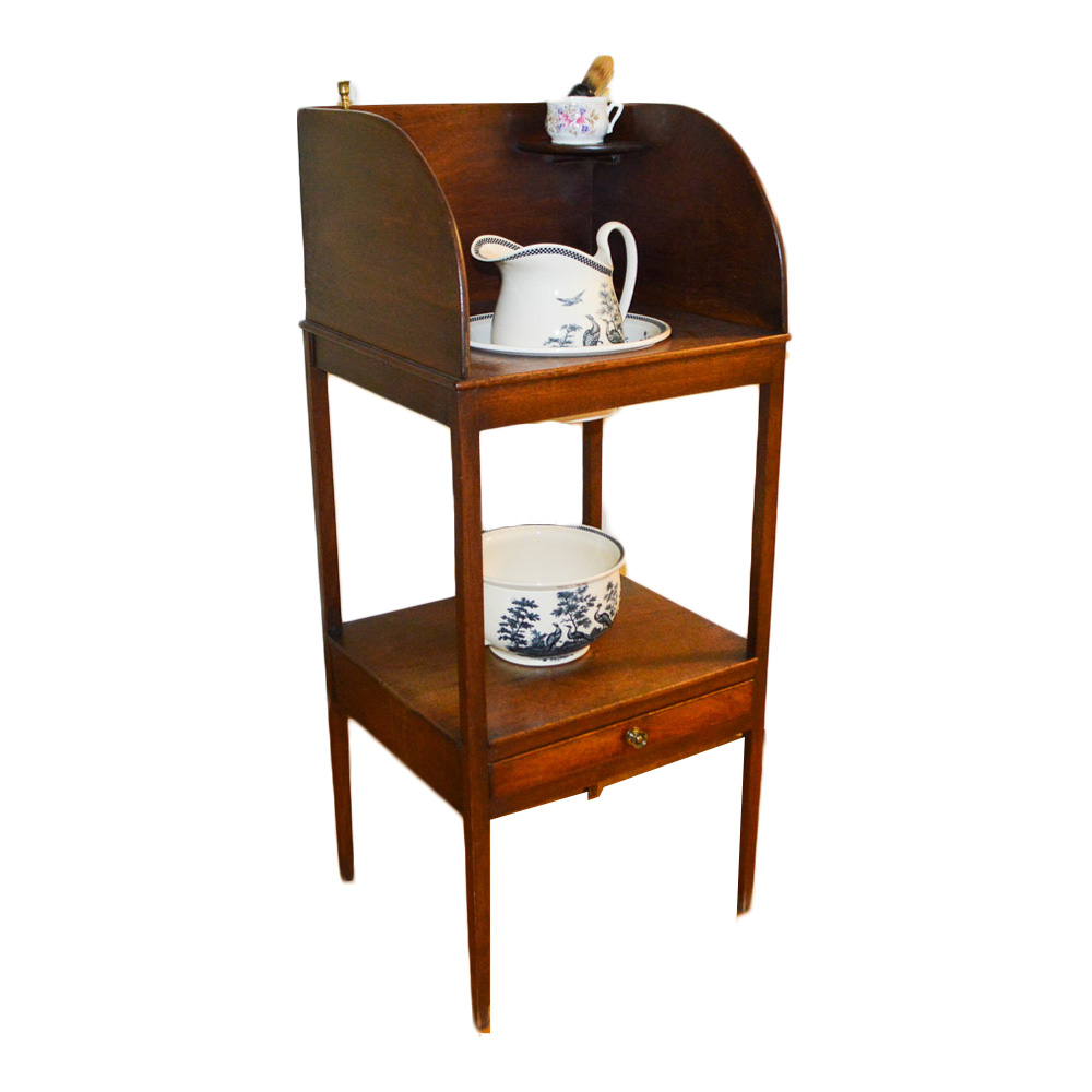 Vintage Walnut Washstand With Wedgwood Wash Bowl and Chamber Pot