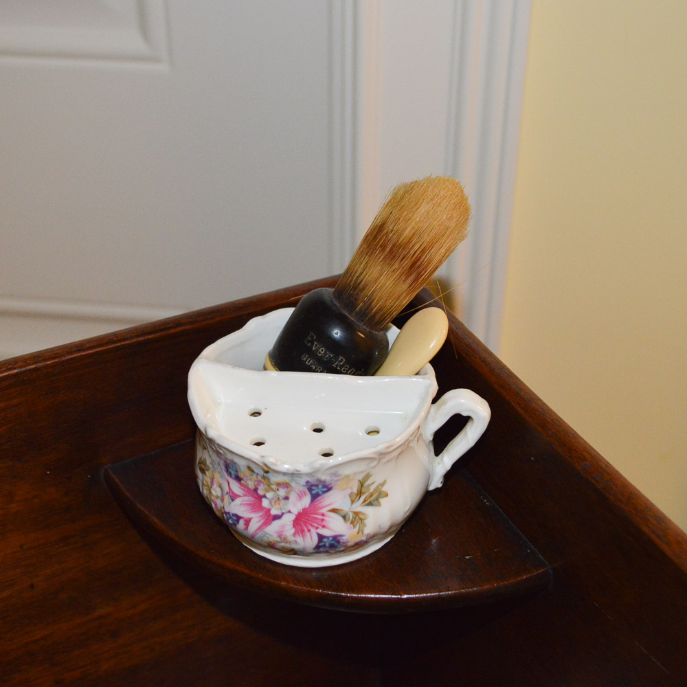 Vintage Walnut Washstand With Wedgwood Wash Bowl and Chamber Pot