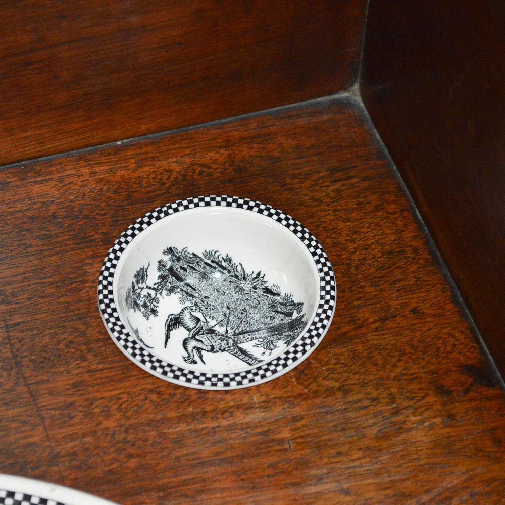 Vintage Walnut Washstand With Wedgwood Wash Bowl and Chamber Pot