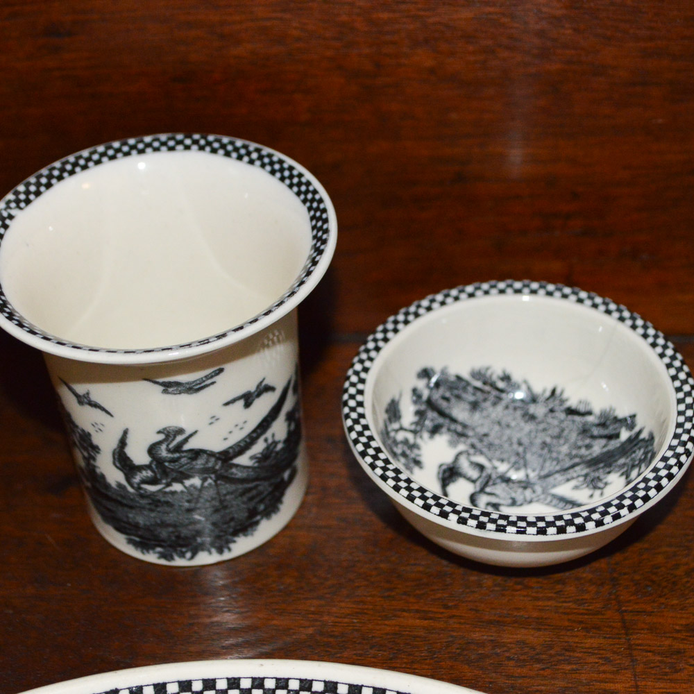 Vintage Walnut Washstand With Wedgwood Wash Bowl and Chamber Pot