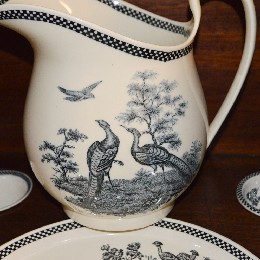 Vintage Walnut Washstand With Wedgwood Wash Bowl and Chamber Pot