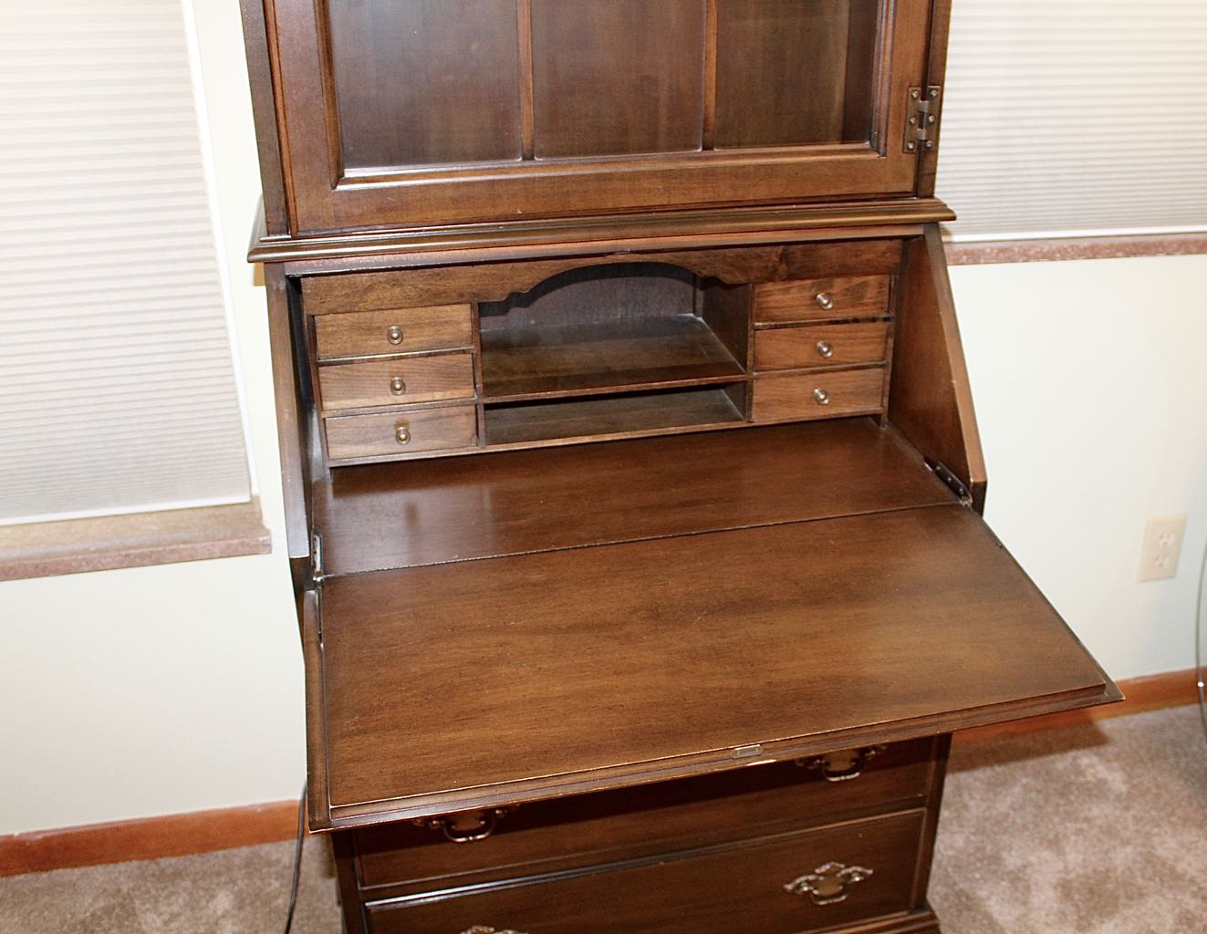 Jasper Cabinet Secretary Desk with Display Cabinet