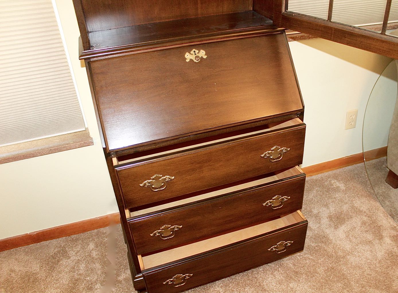 Jasper Cabinet Secretary Desk with Display Cabinet