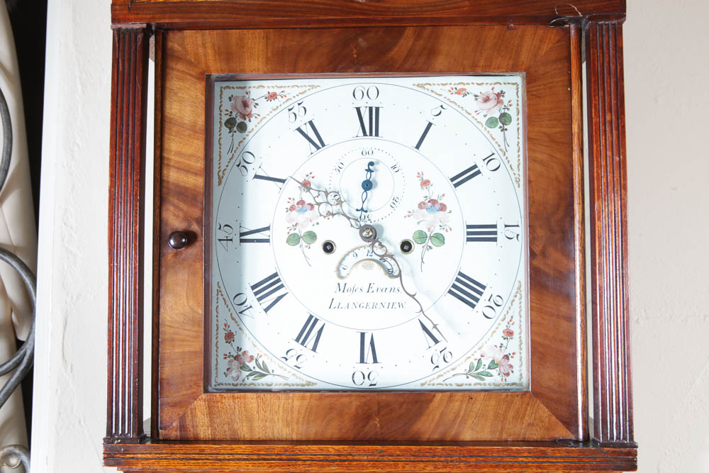 Antique Welsh Oak Longcase Clock by Moses Evans of Llangerniew