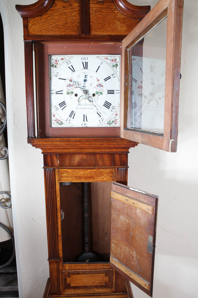 Antique Welsh Oak Longcase Clock by Moses Evans of Llangerniew