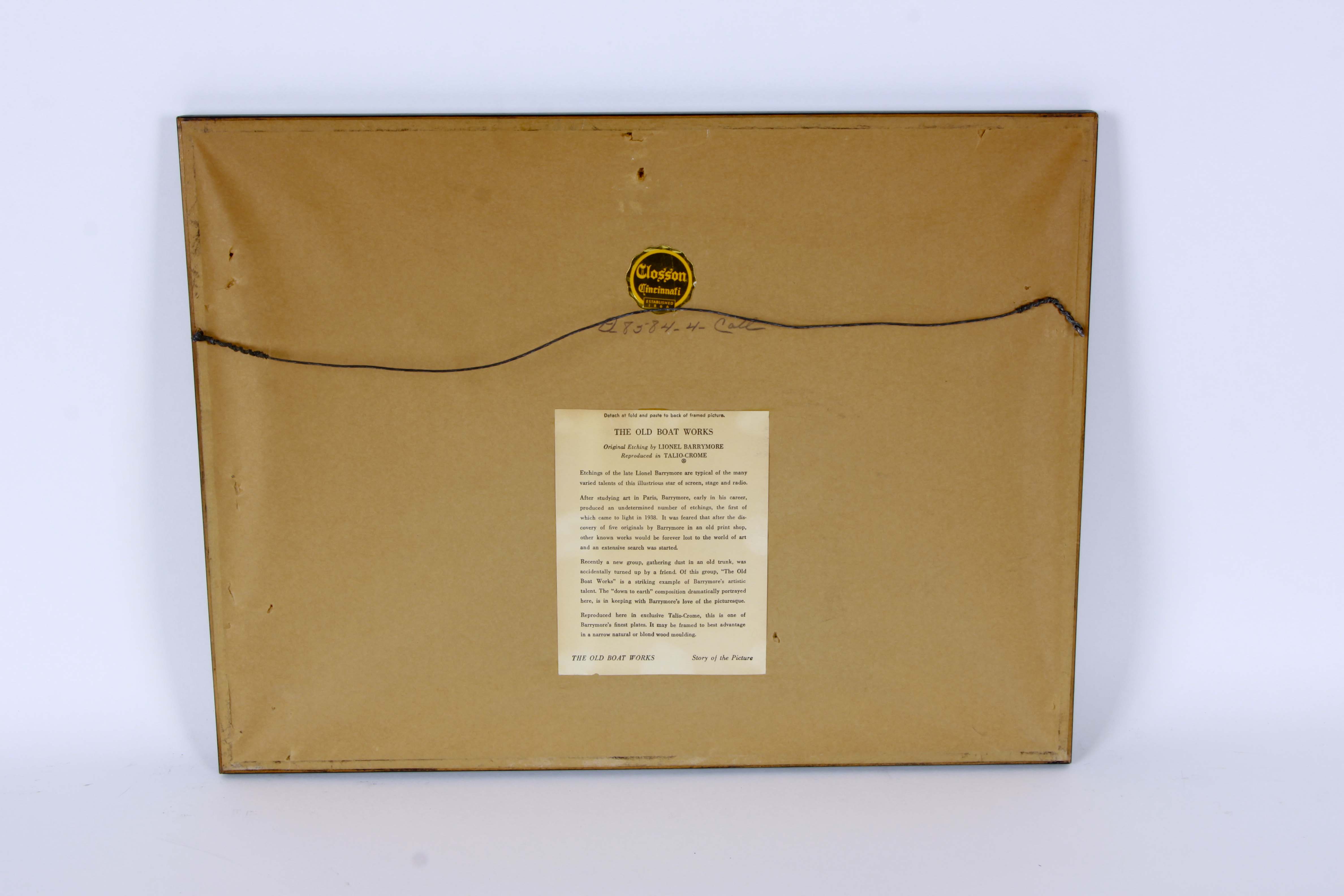 Talio-Crome After Lionel Barrymore's "The Old Boat Works"