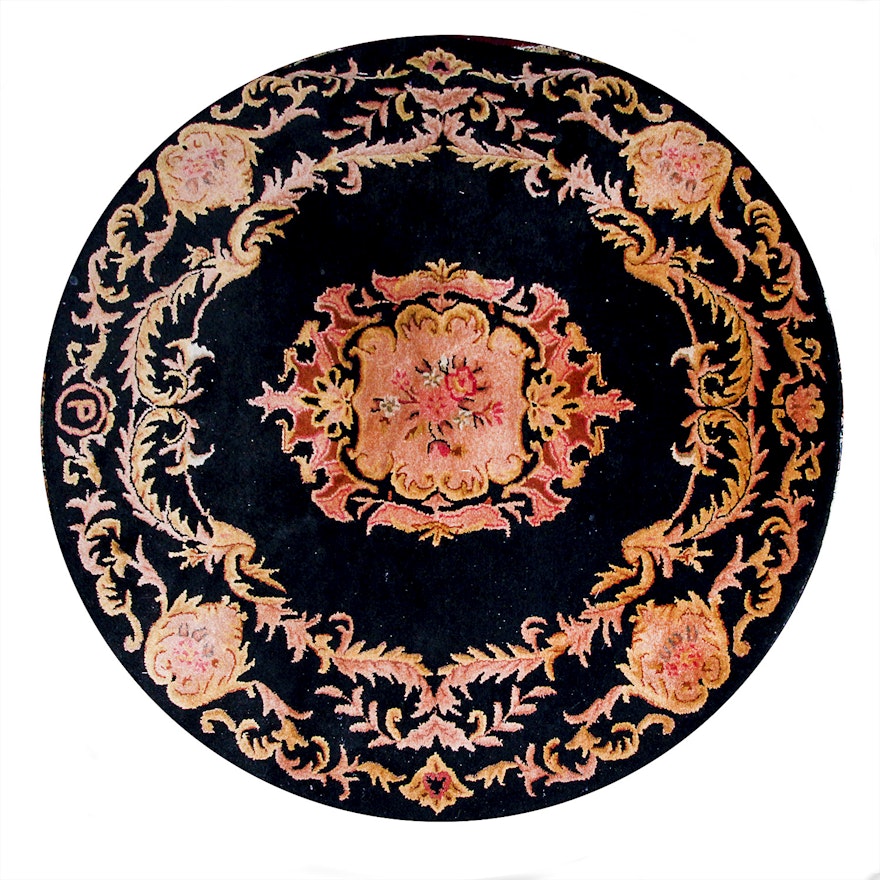 Tufted Indian Classical Round Rug by Persepolis