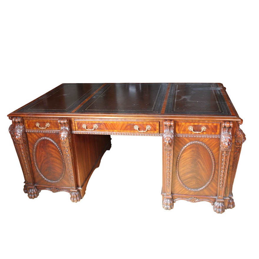 Louis XV Style Maitland-Smith Mahogany Partner Desk