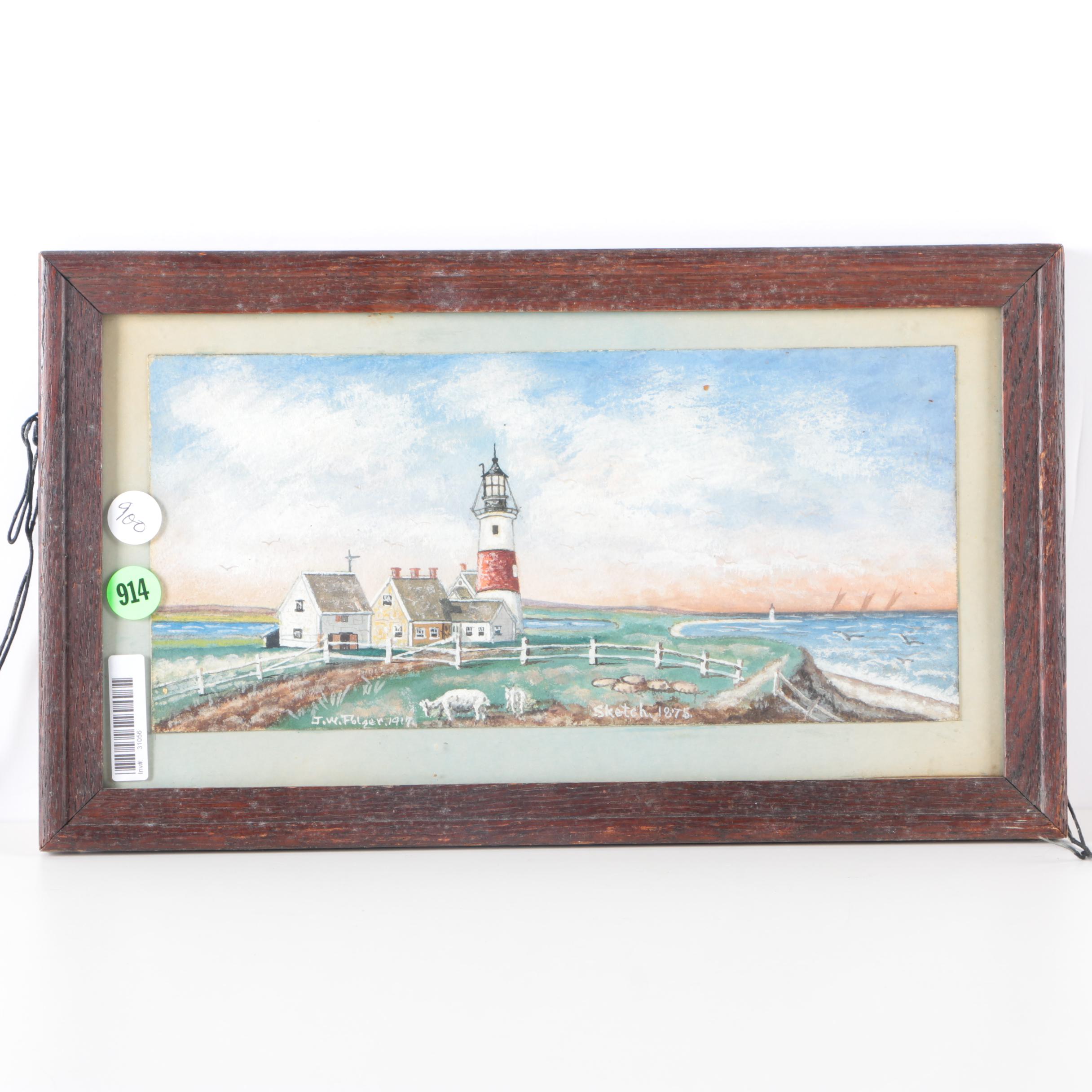 1917 J.W. Folger Gouache on Paper
