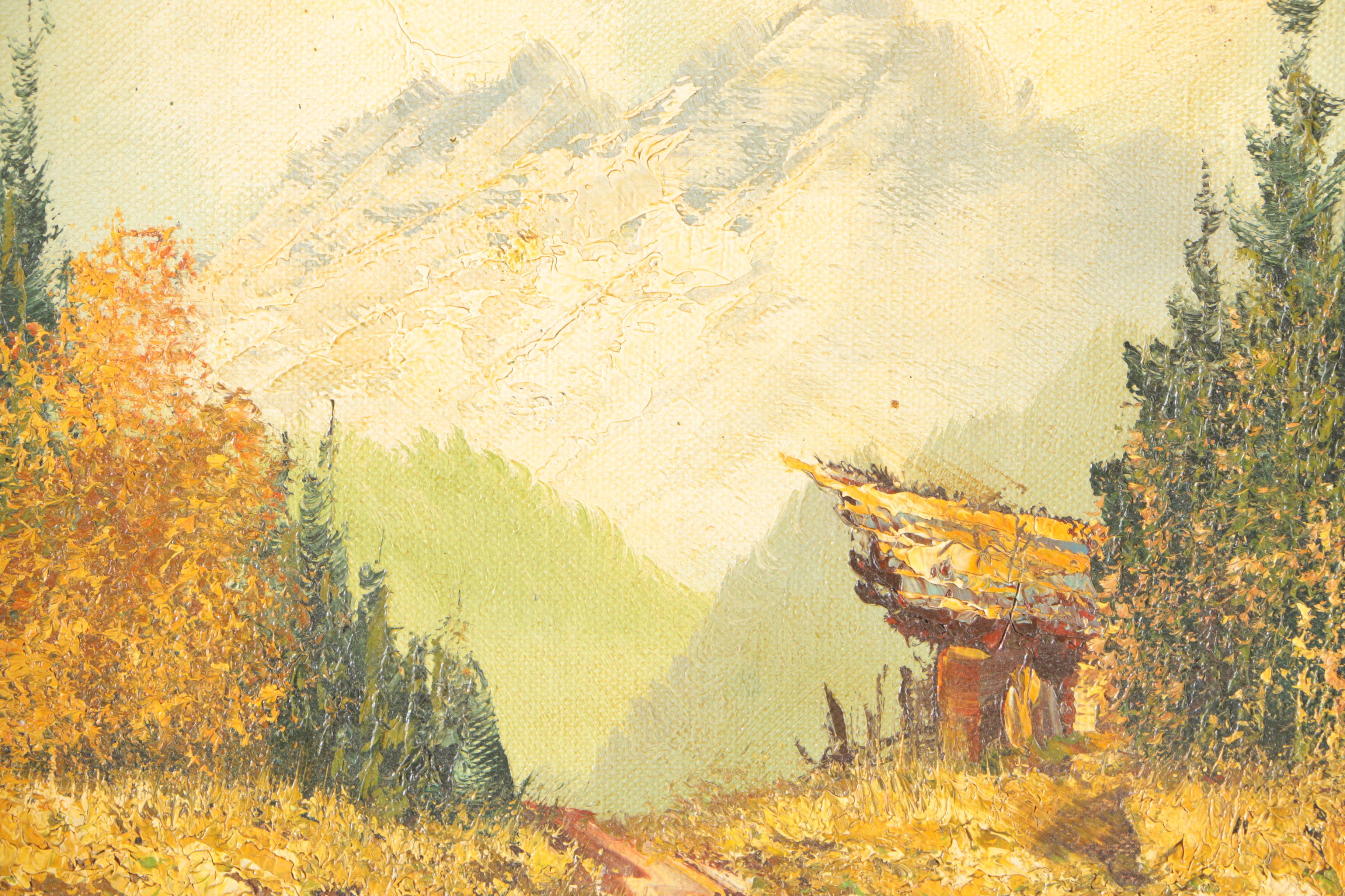 Framed Oil Painting on Canvas of Mountain Path