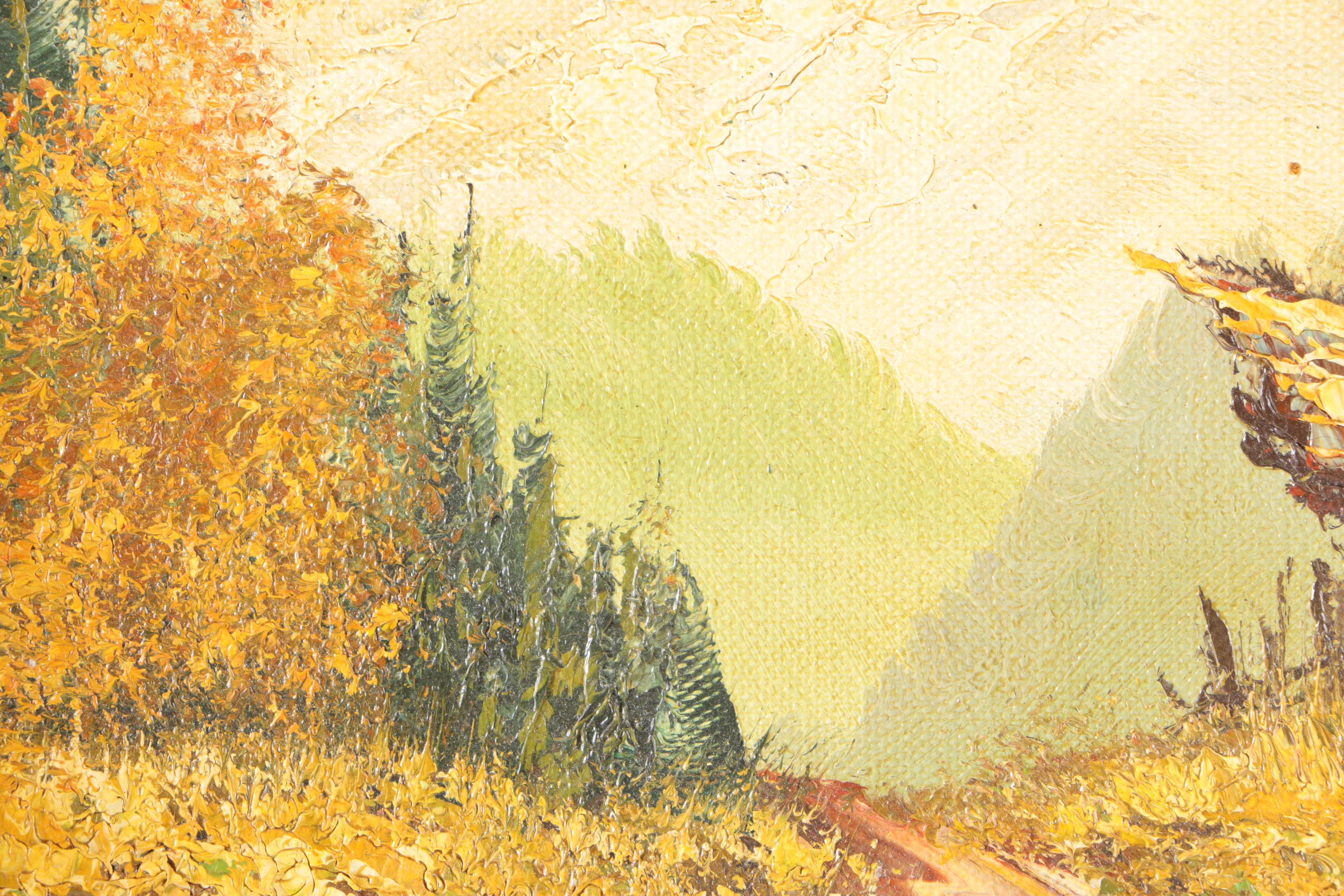 Framed Oil Painting on Canvas of Mountain Path