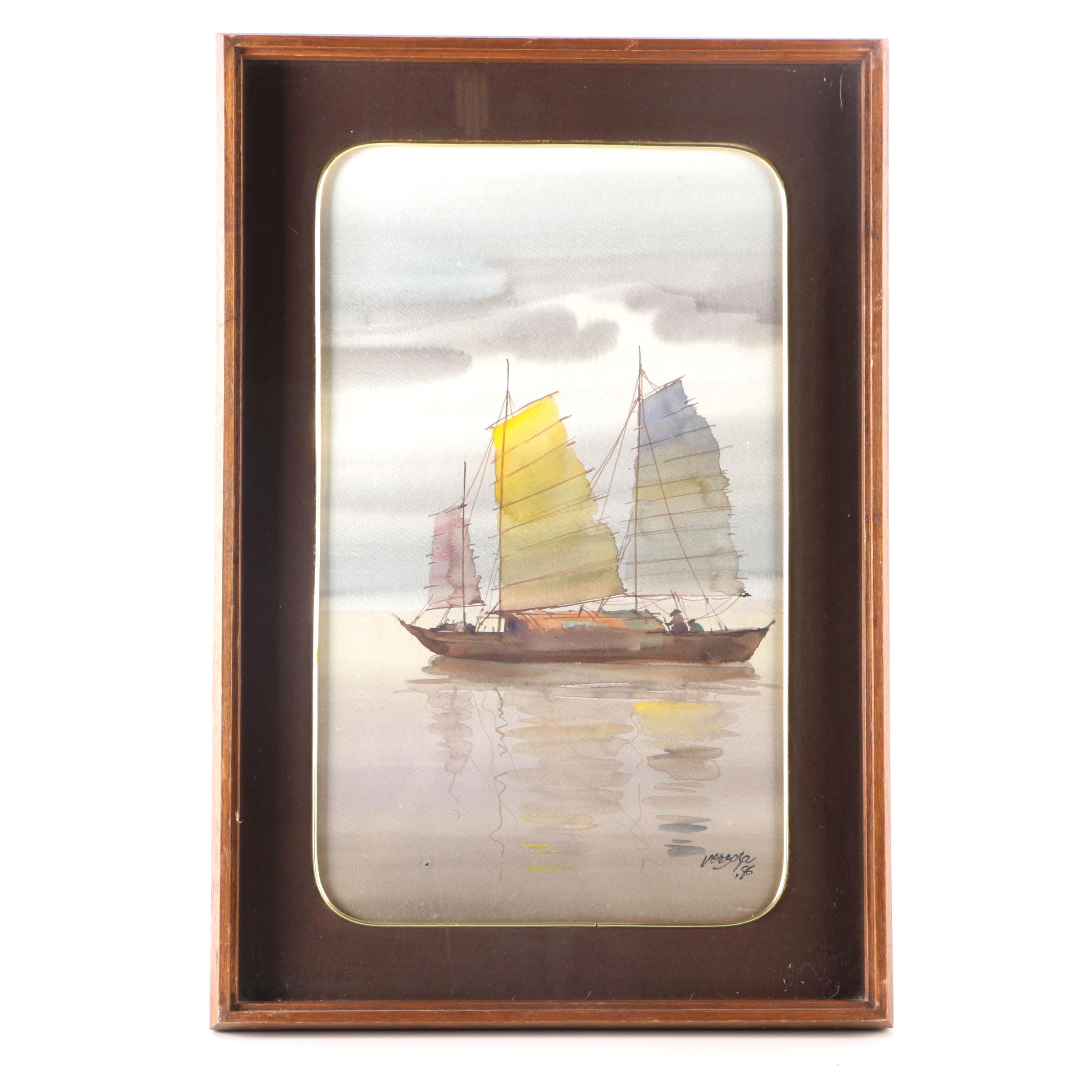 Verzoga Watercolor Painting of a Boat