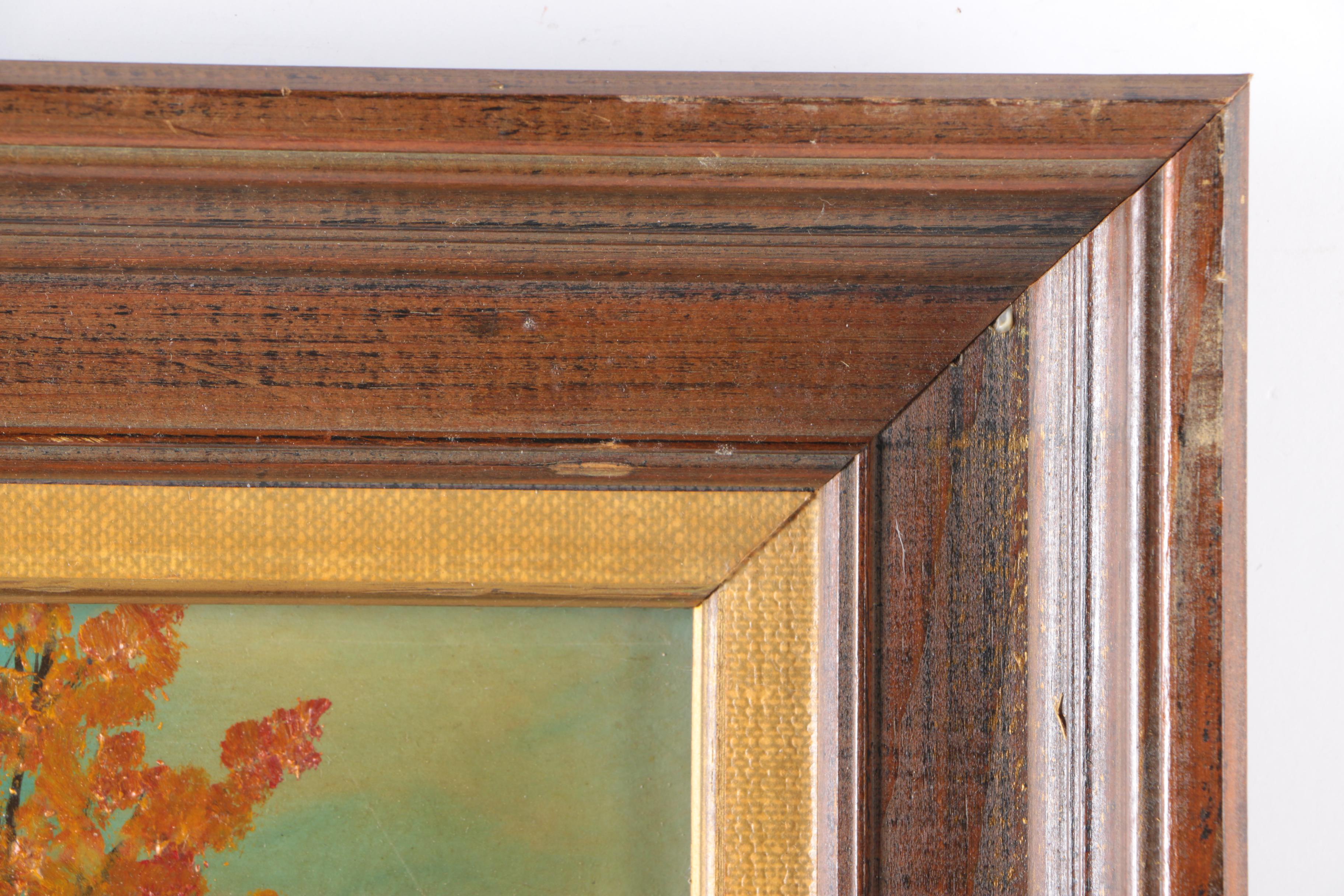 Oil on Academy Board Painting of Autumn Landscape