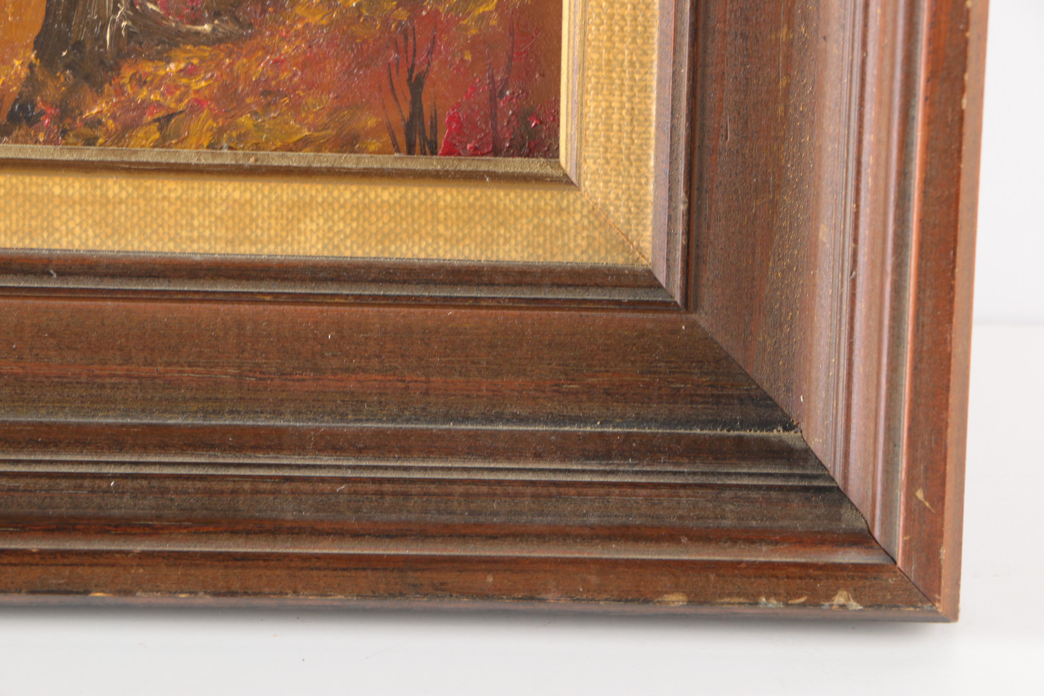 Oil on Academy Board Painting of Autumn Landscape