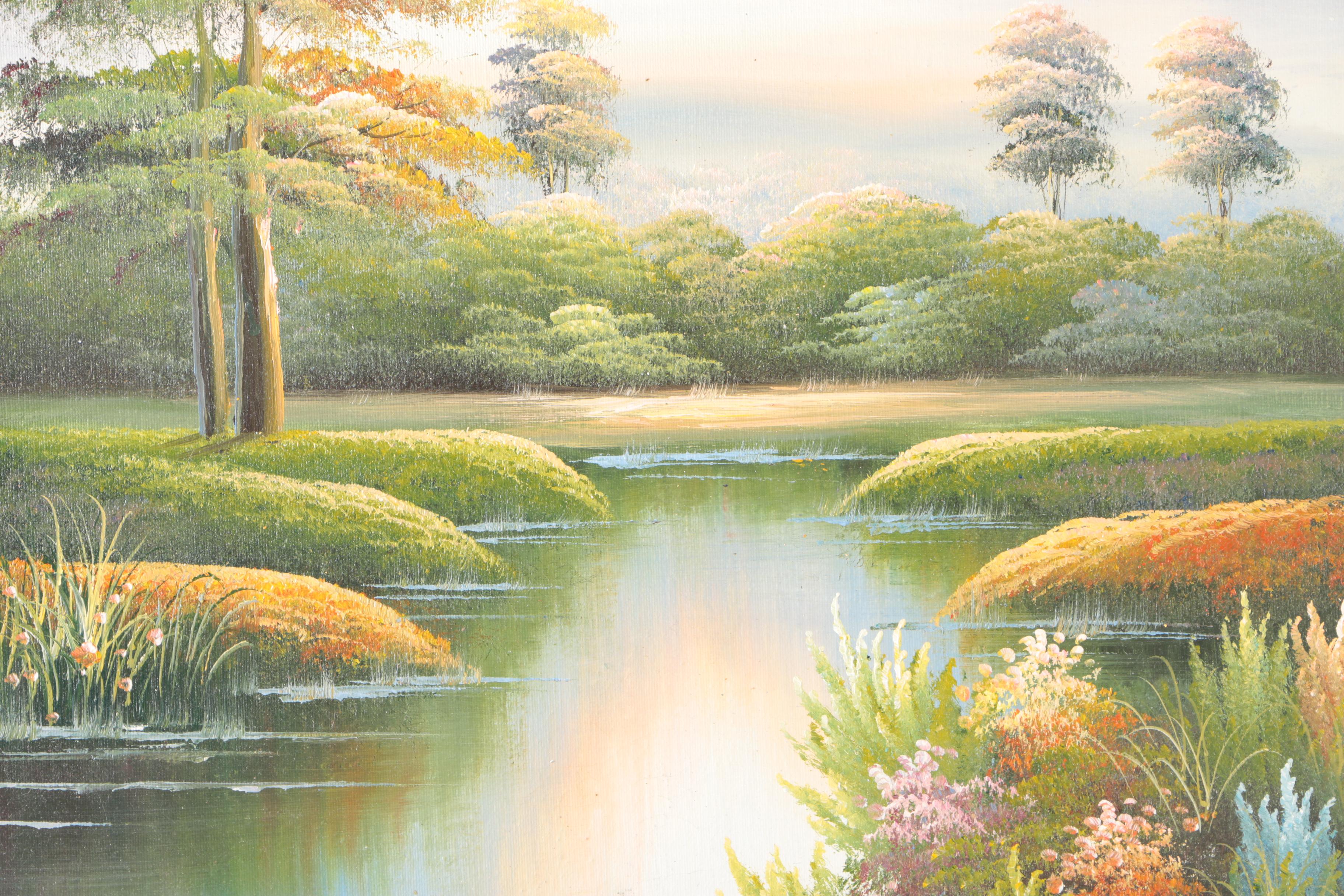 Framed Oil Painting on Canvas of a Landscape