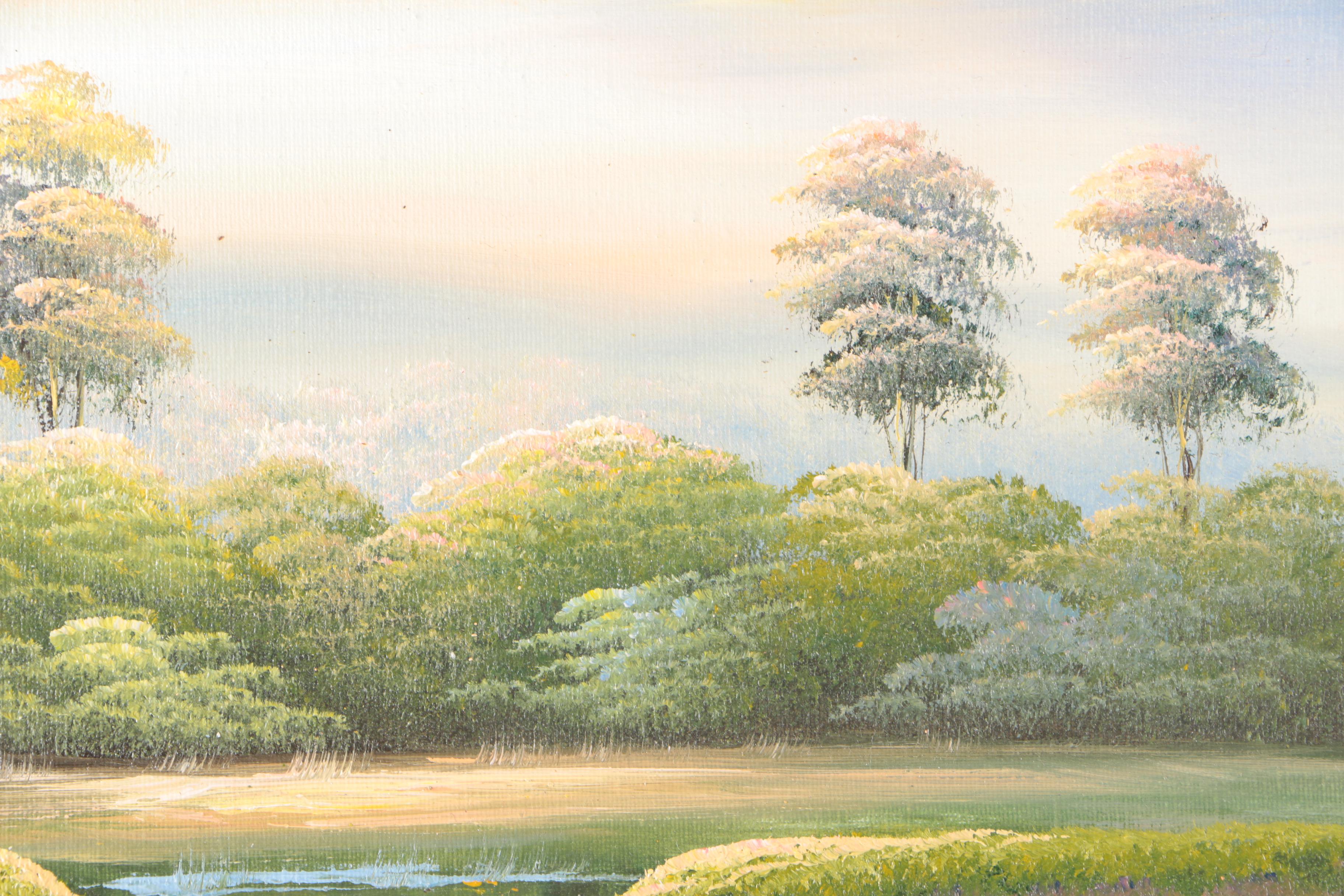 Framed Oil Painting on Canvas of a Landscape