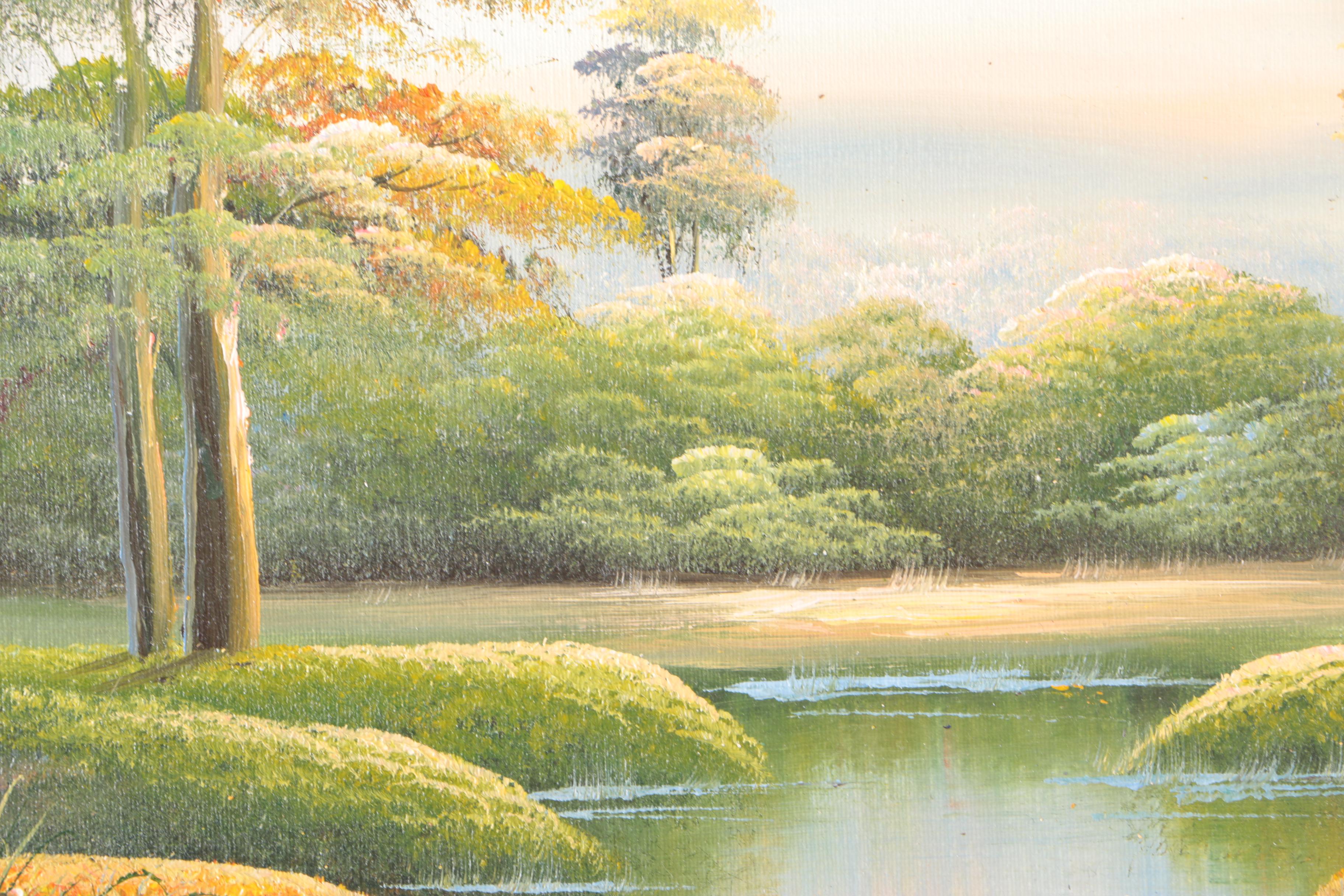 Framed Oil Painting on Canvas of a Landscape