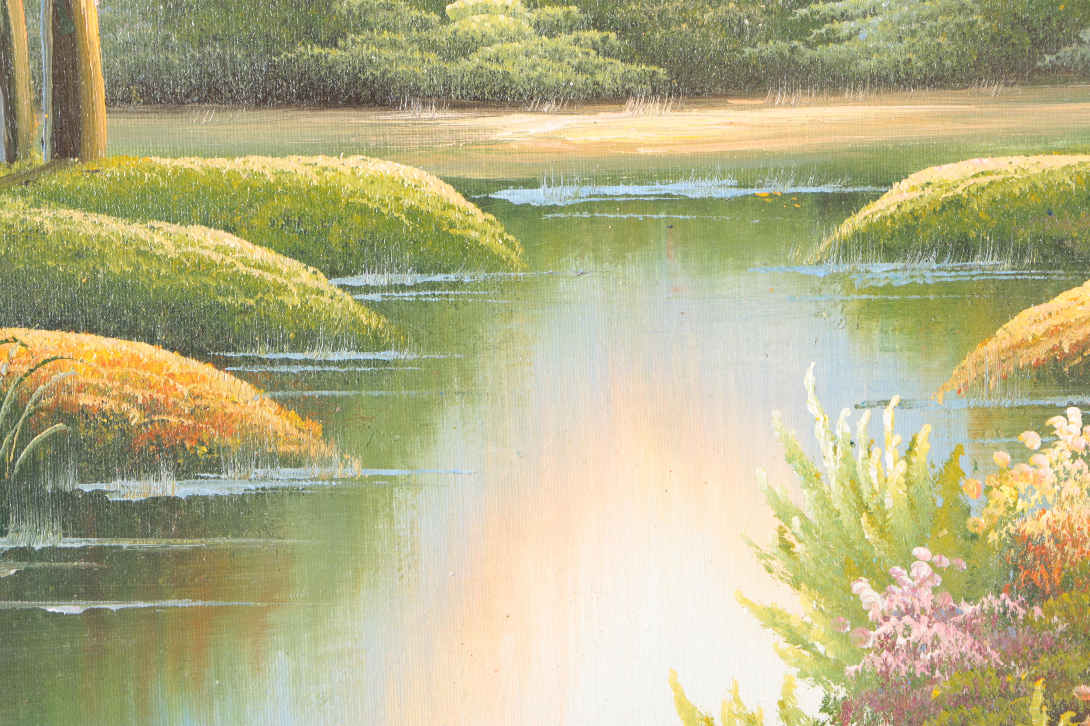 Framed Oil Painting on Canvas of a Landscape