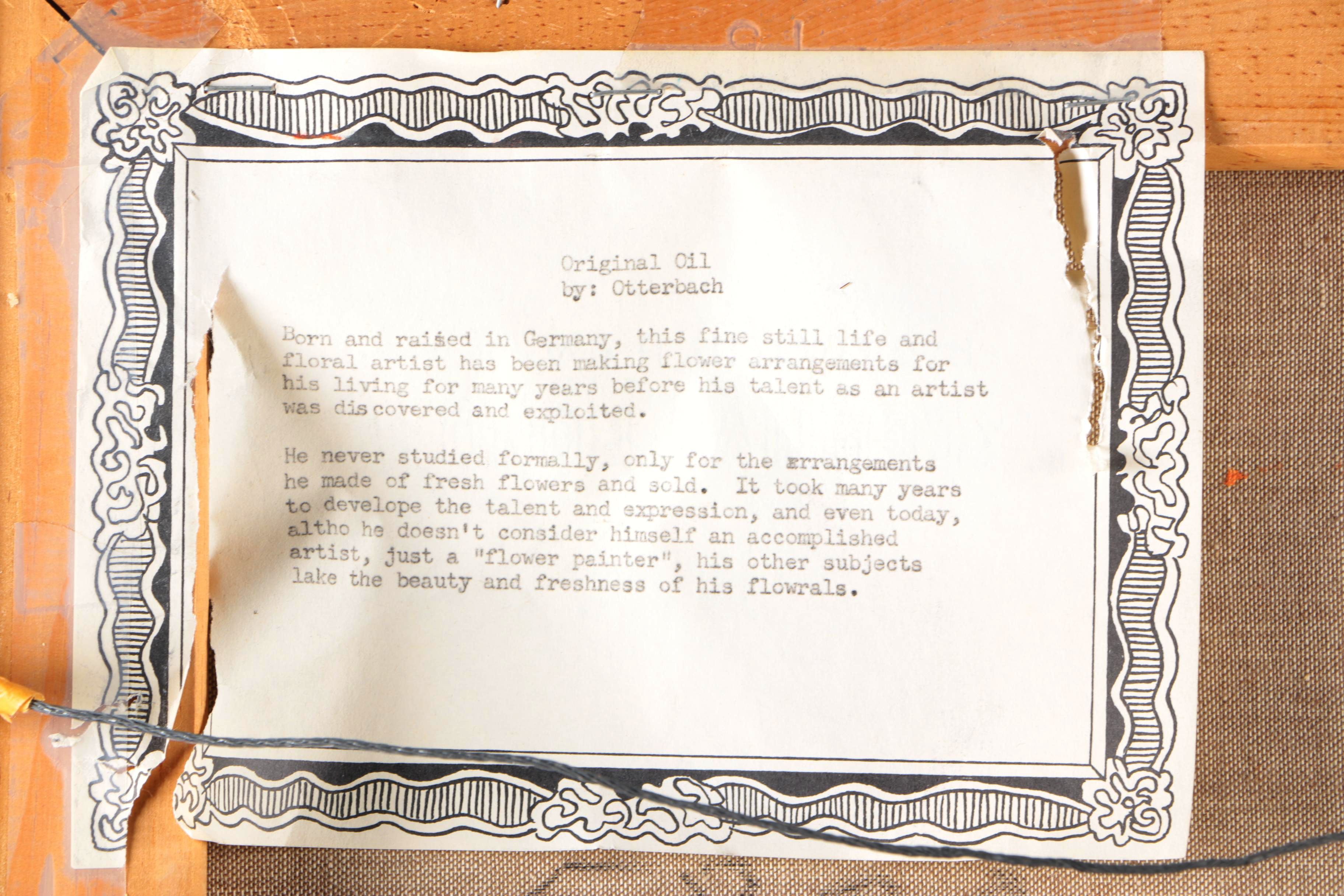 Otterbach Oil Painting on Canvas of Floral Still Life