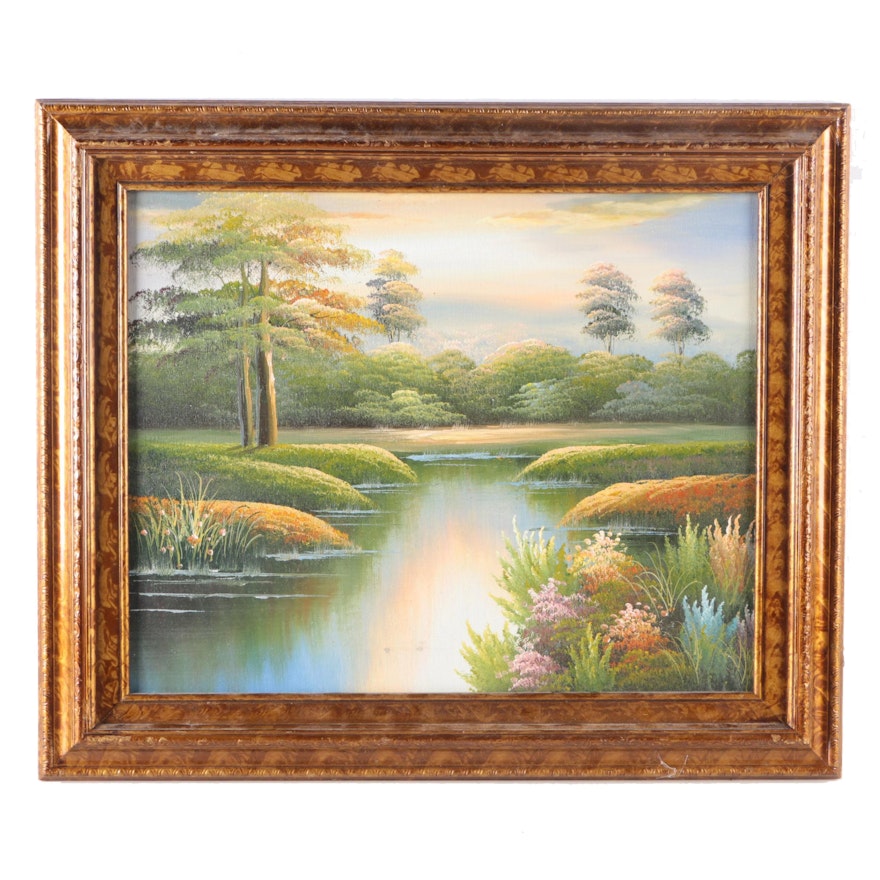 Framed Oil Painting on Canvas of a Landscape