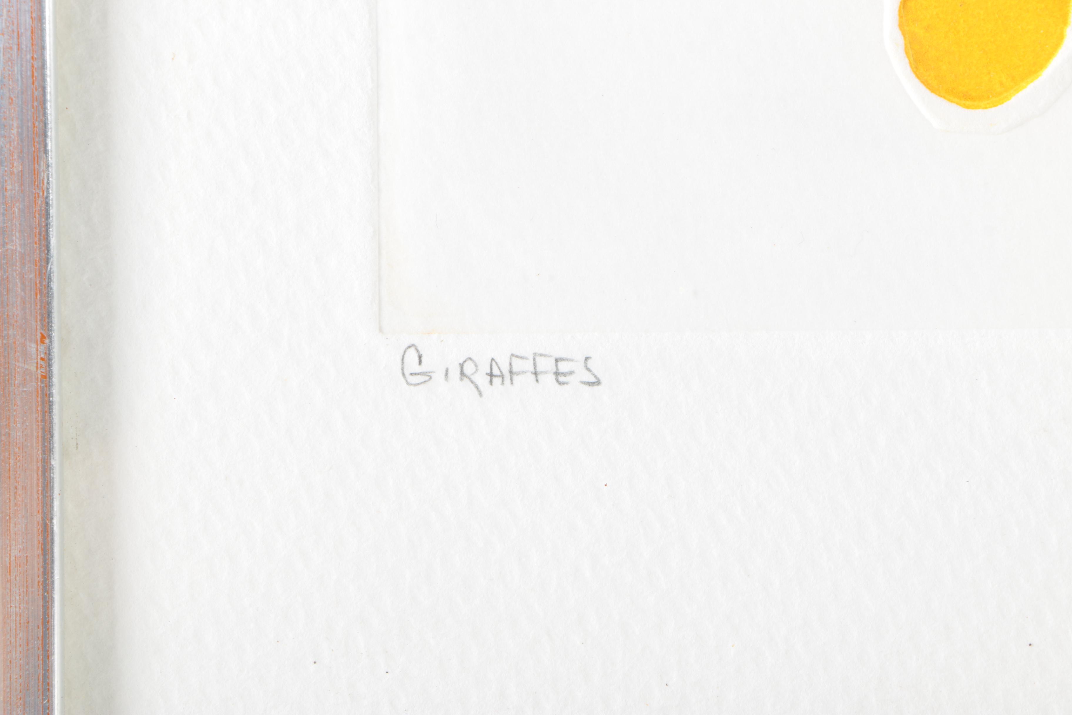 Two Signed Limited Edition Embossed Relief Prints "Giraffes" and "Elephants