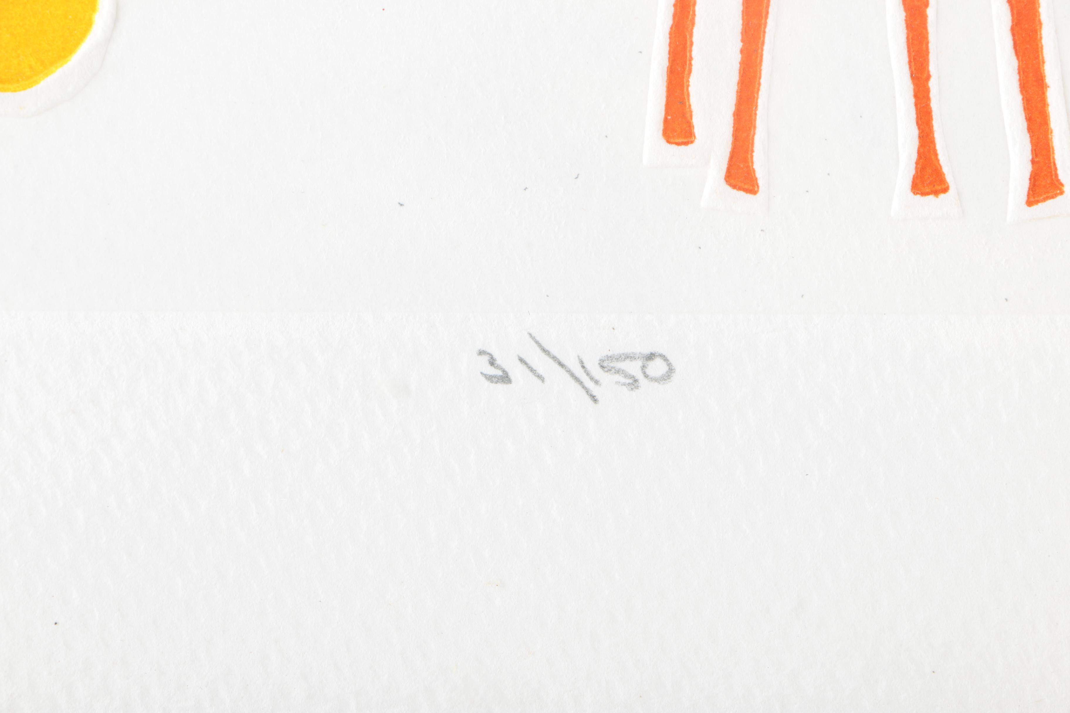 Two Signed Limited Edition Embossed Relief Prints "Giraffes" and "Elephants