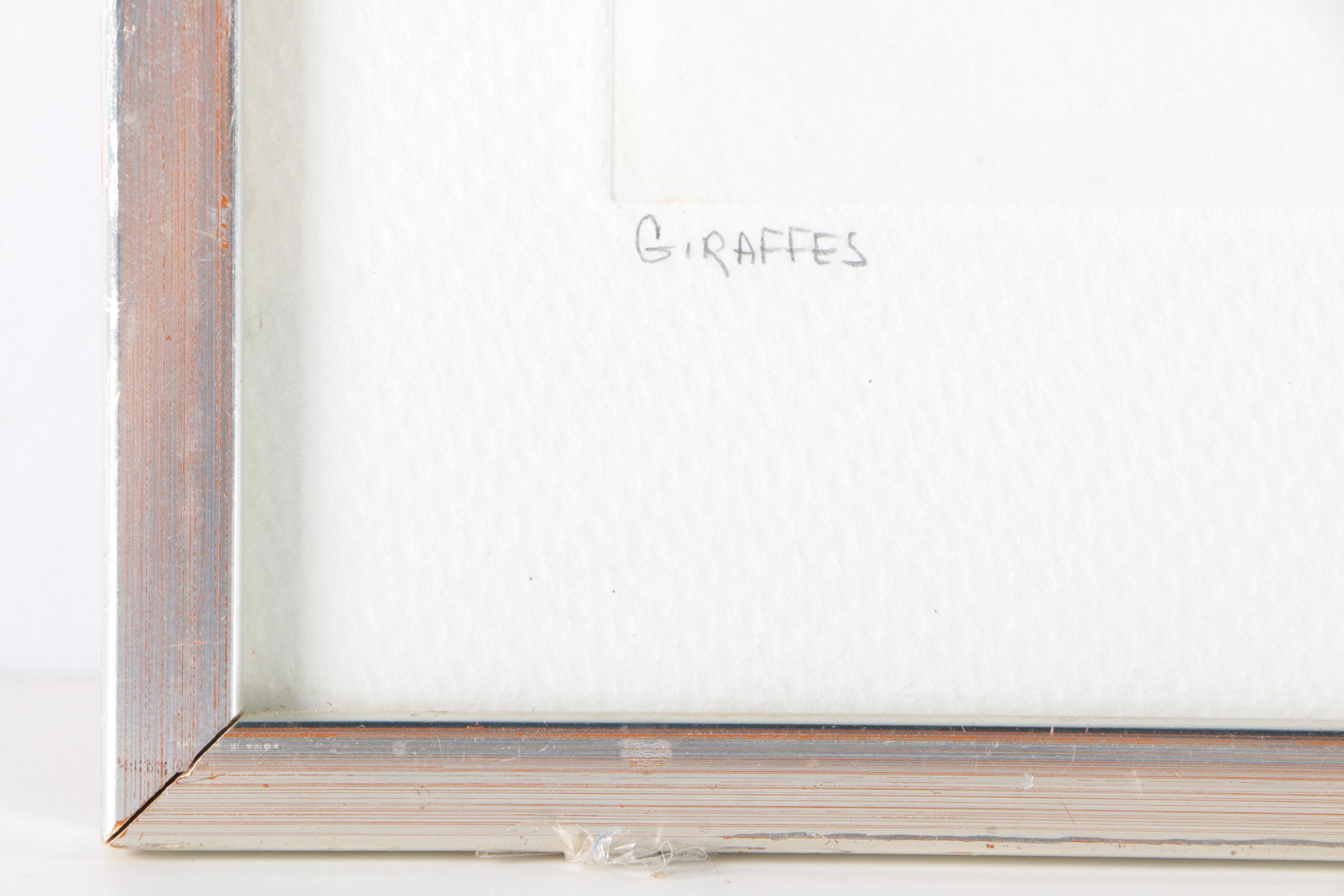 Two Signed Limited Edition Embossed Relief Prints "Giraffes" and "Elephants