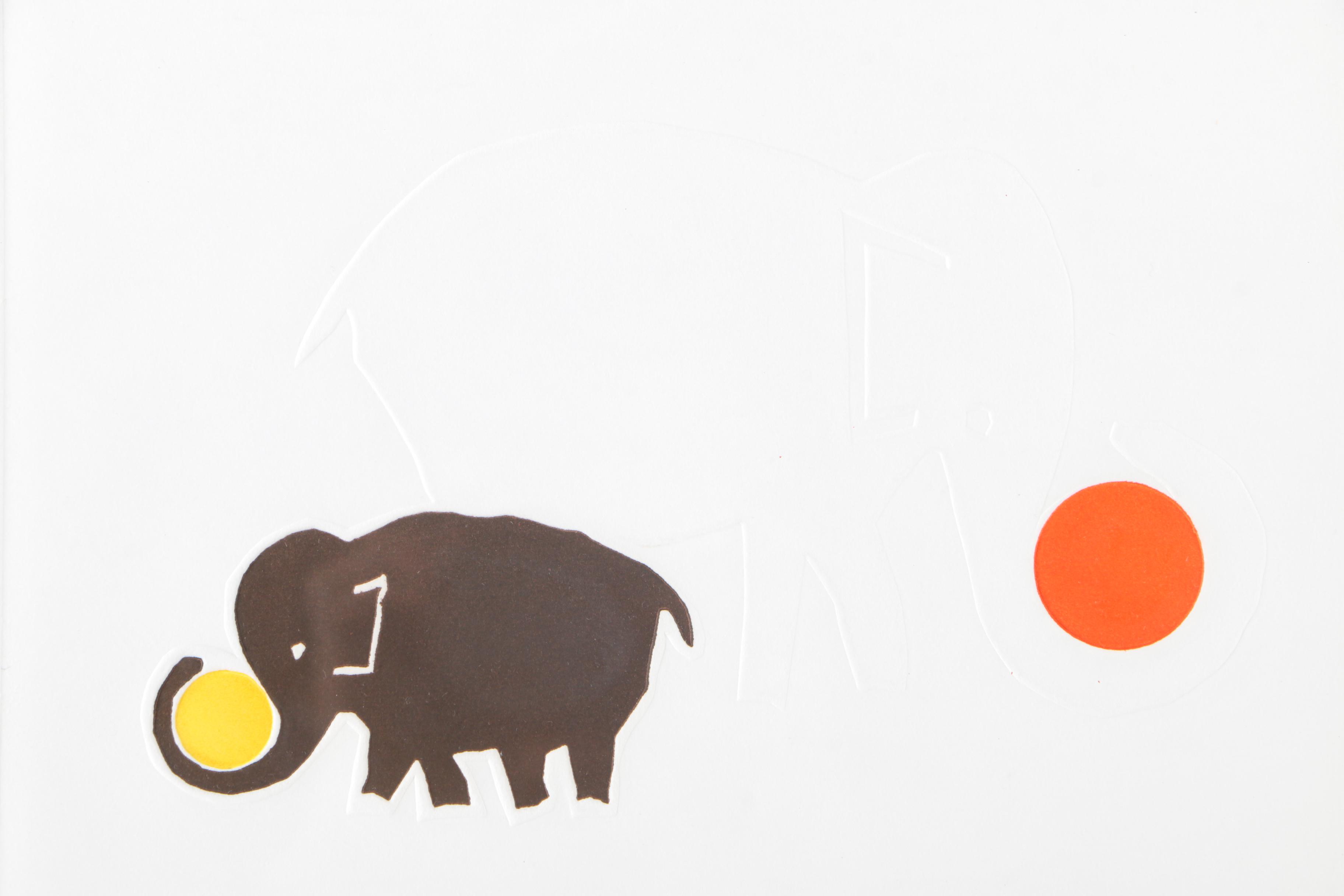 Two Signed Limited Edition Embossed Relief Prints "Giraffes" and "Elephants