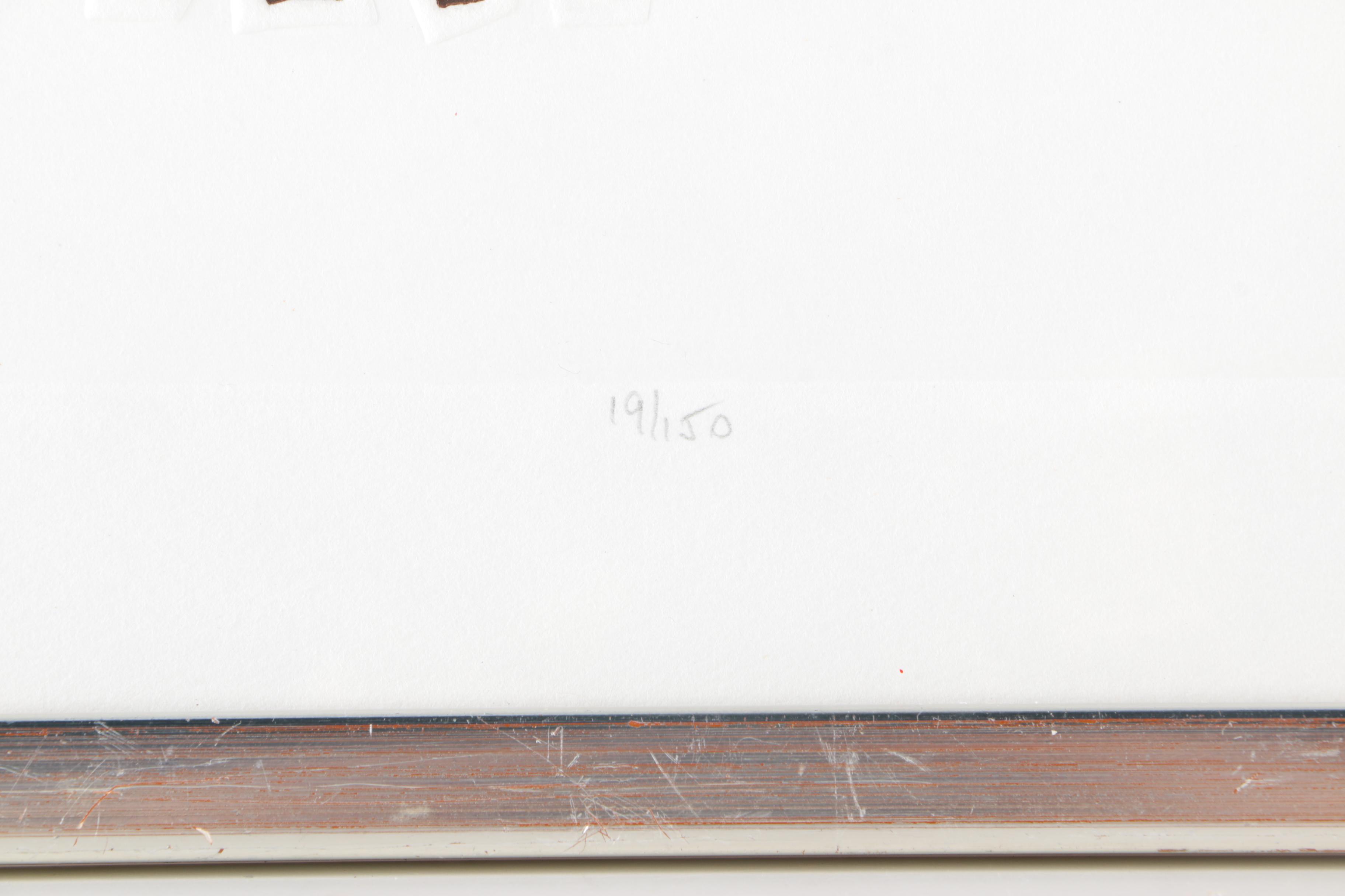 Two Signed Limited Edition Embossed Relief Prints "Giraffes" and "Elephants