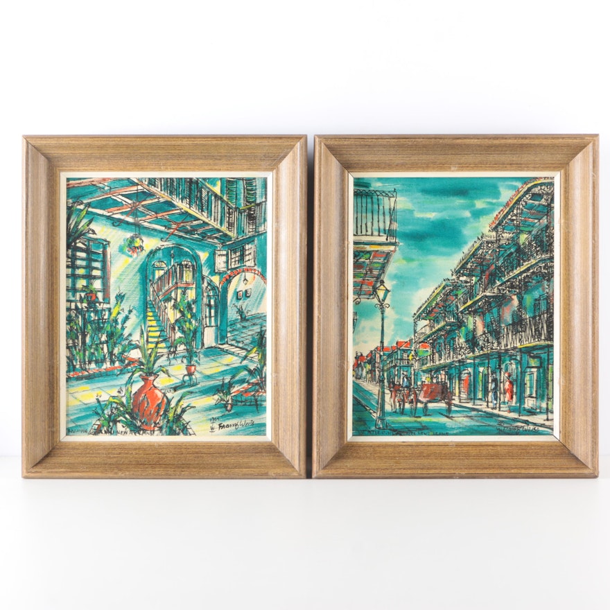 Pair of 1965 Franz Weiss Oil Paintings of New Orleans