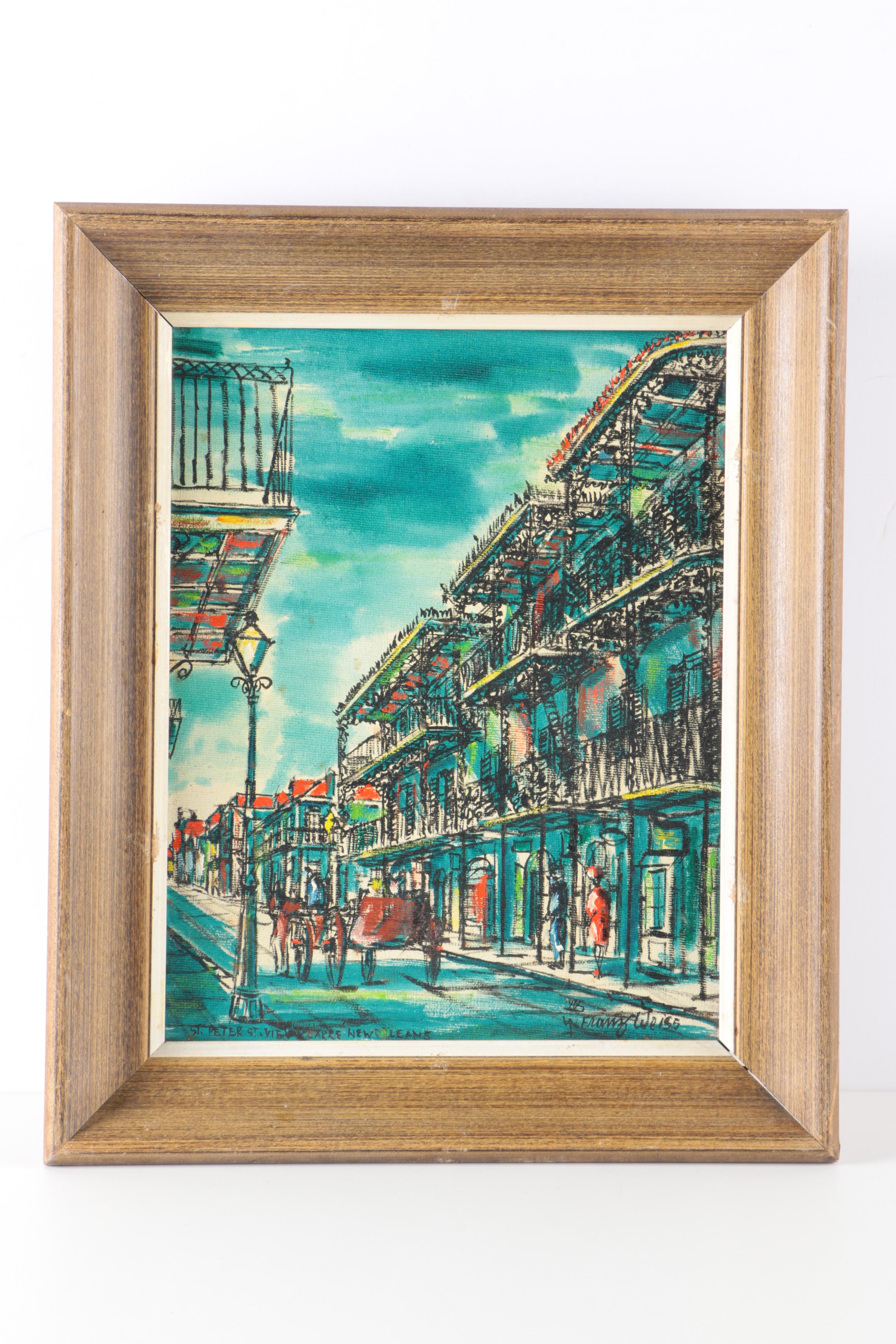 Pair of 1965 Franz Weiss Oil Paintings of New Orleans