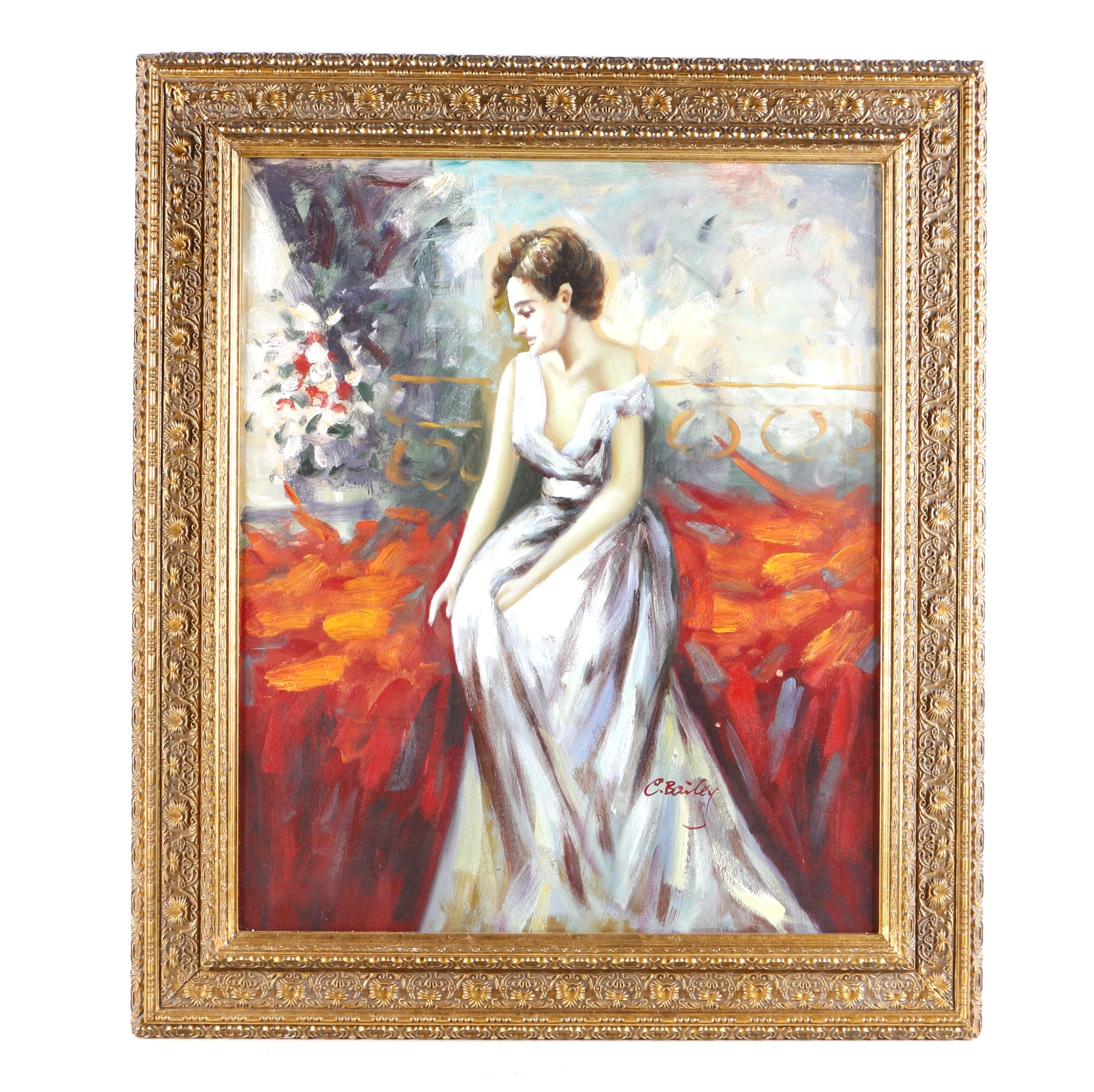 C. Bailey Oil Painting on Canvas of a Woman