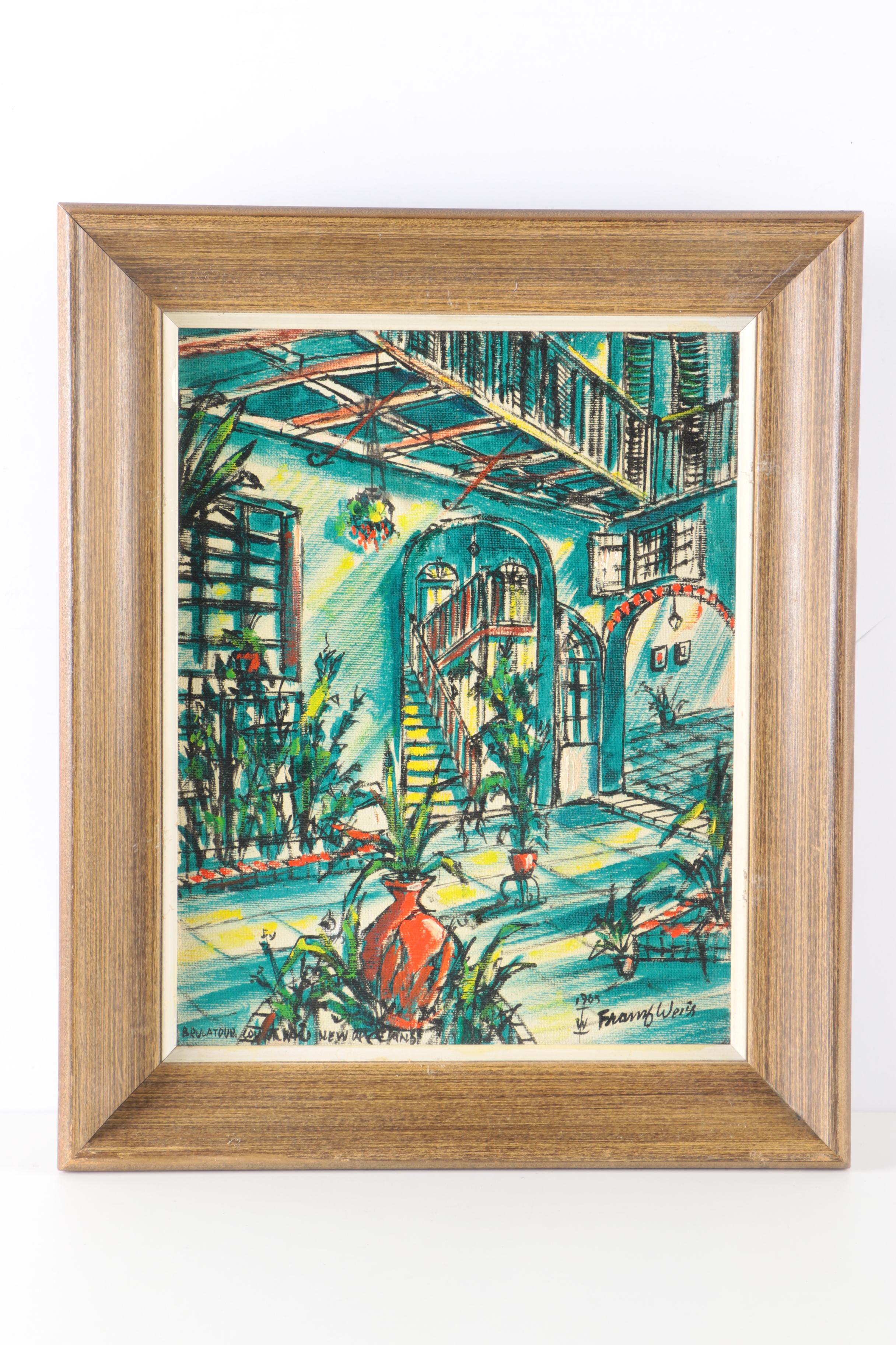 Pair of 1965 Franz Weiss Oil Paintings of New Orleans