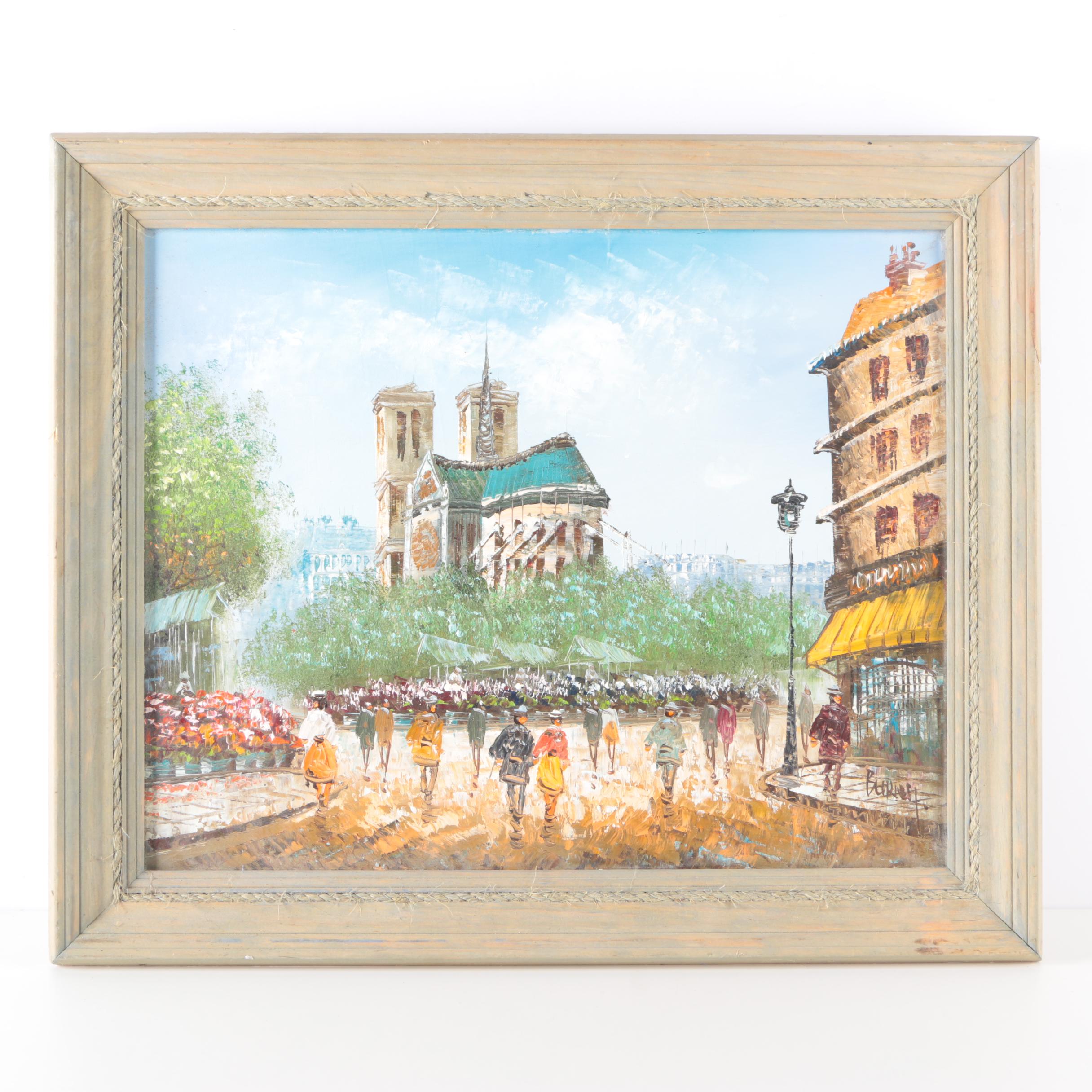 Burney Oil Painting on Canvas of Parisian Street