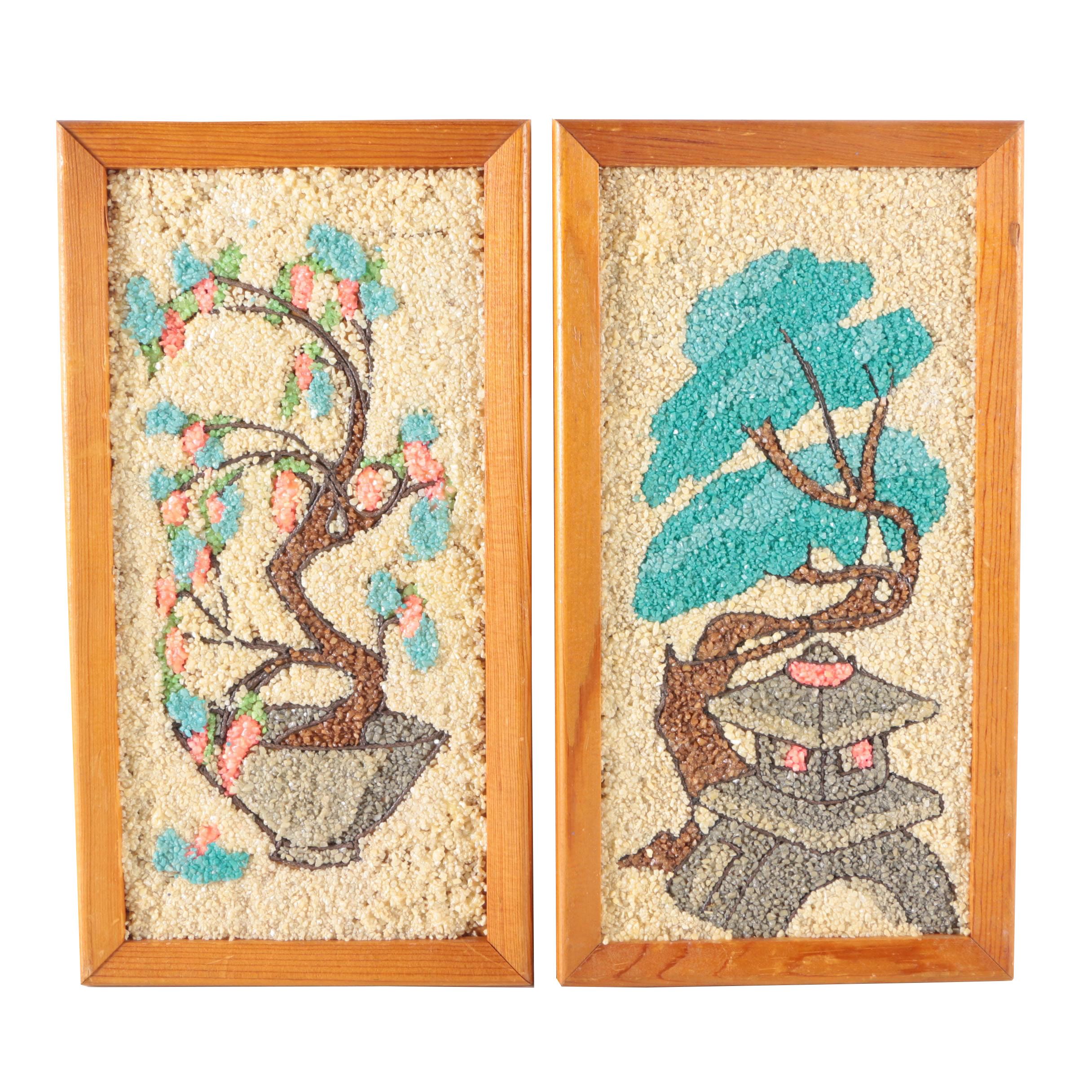 Pair of Framed Mid Century Gravel Art