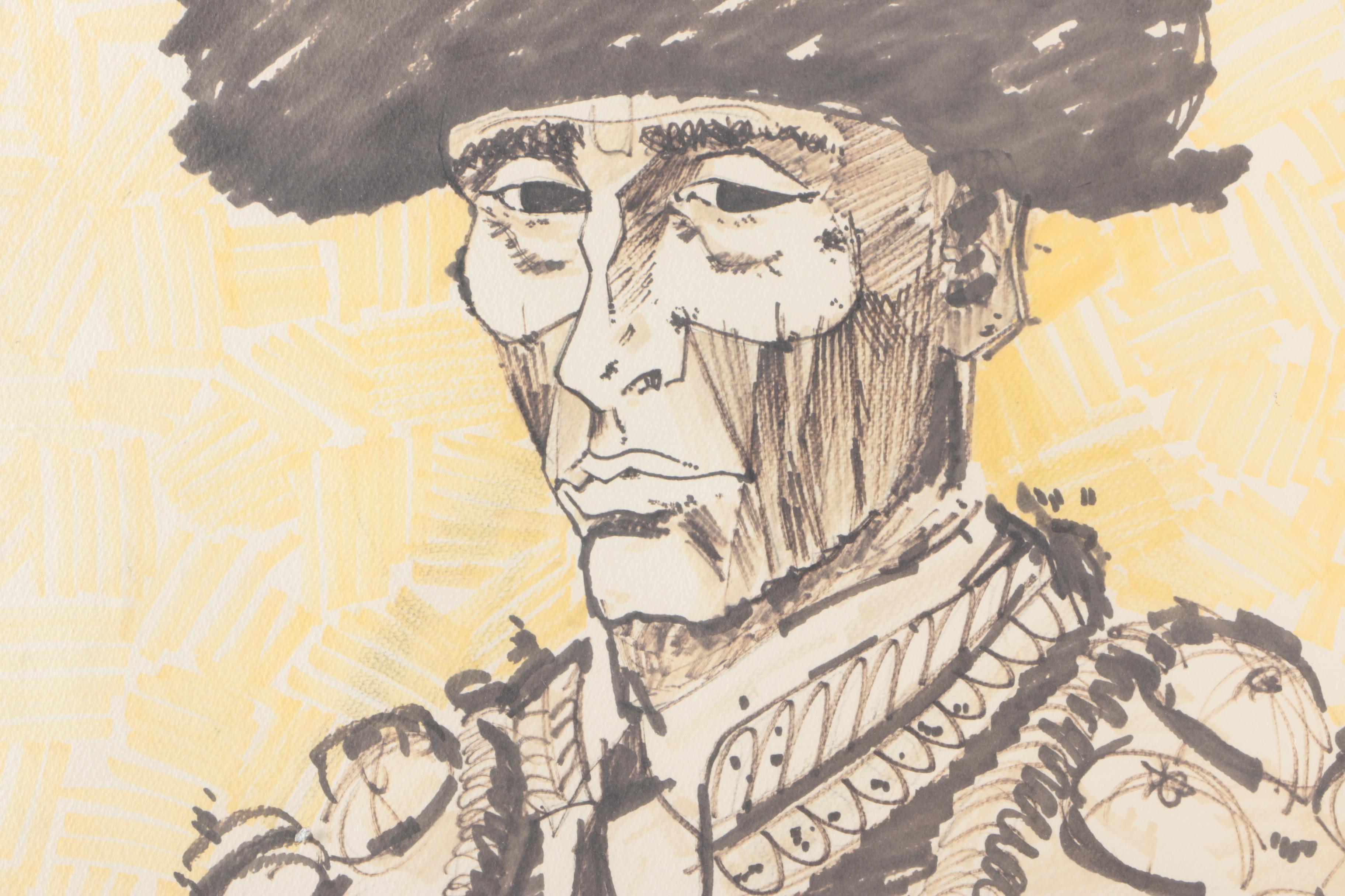 Neil Davis Pen and Ink Drawing on Paper