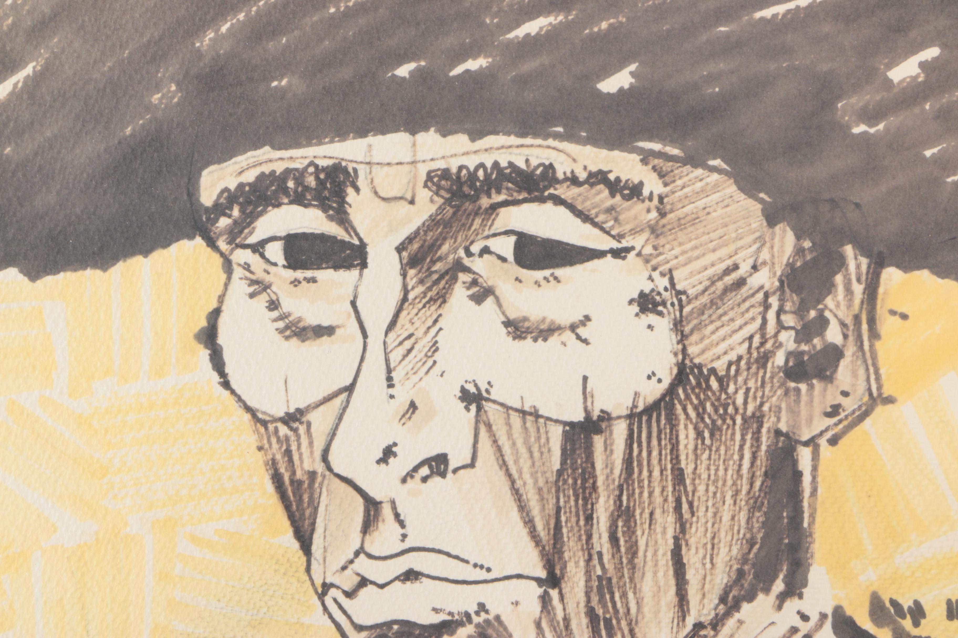 Neil Davis Pen and Ink Drawing on Paper