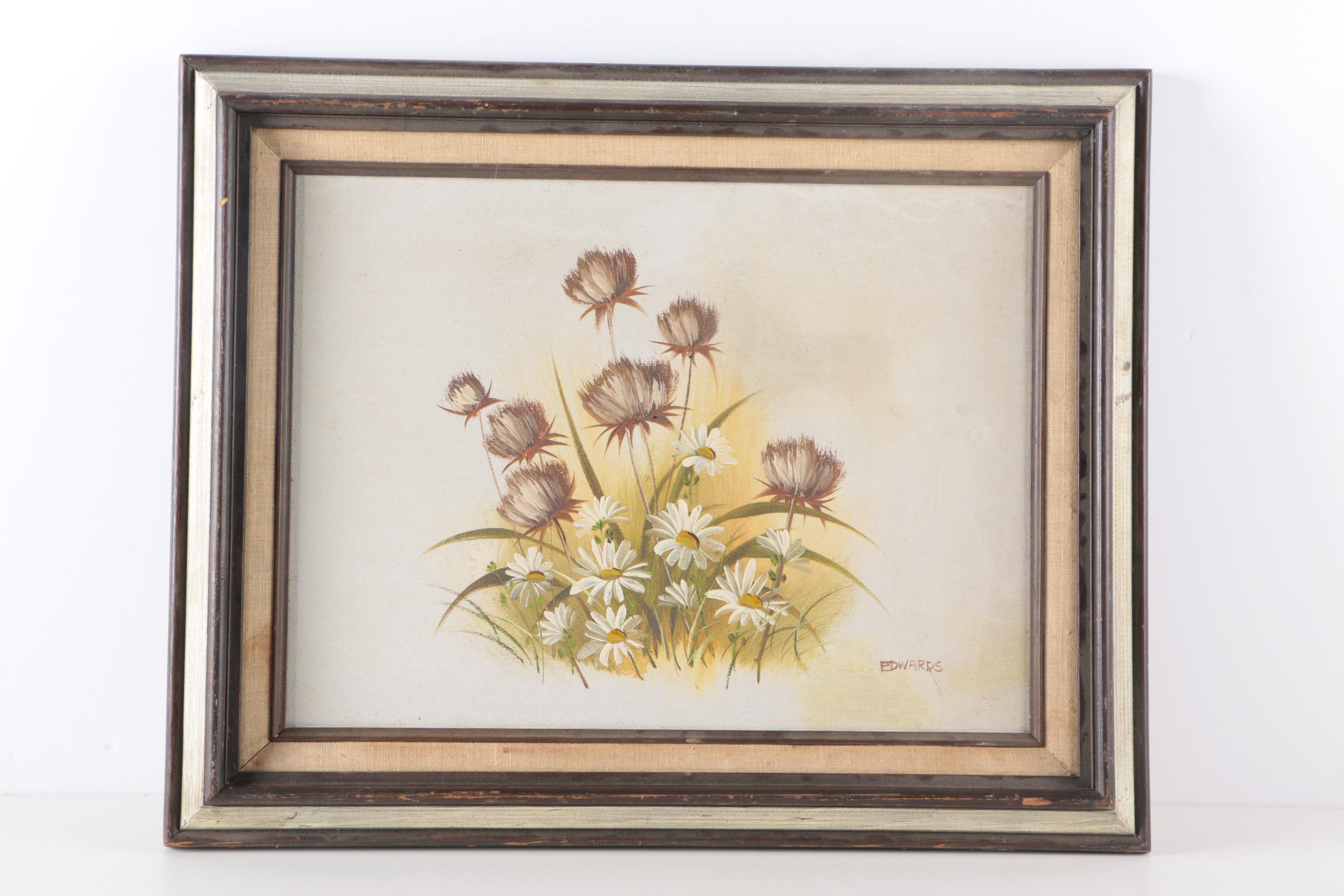 Roberts and Edwards Oil Paintings on Canvas of Flowers