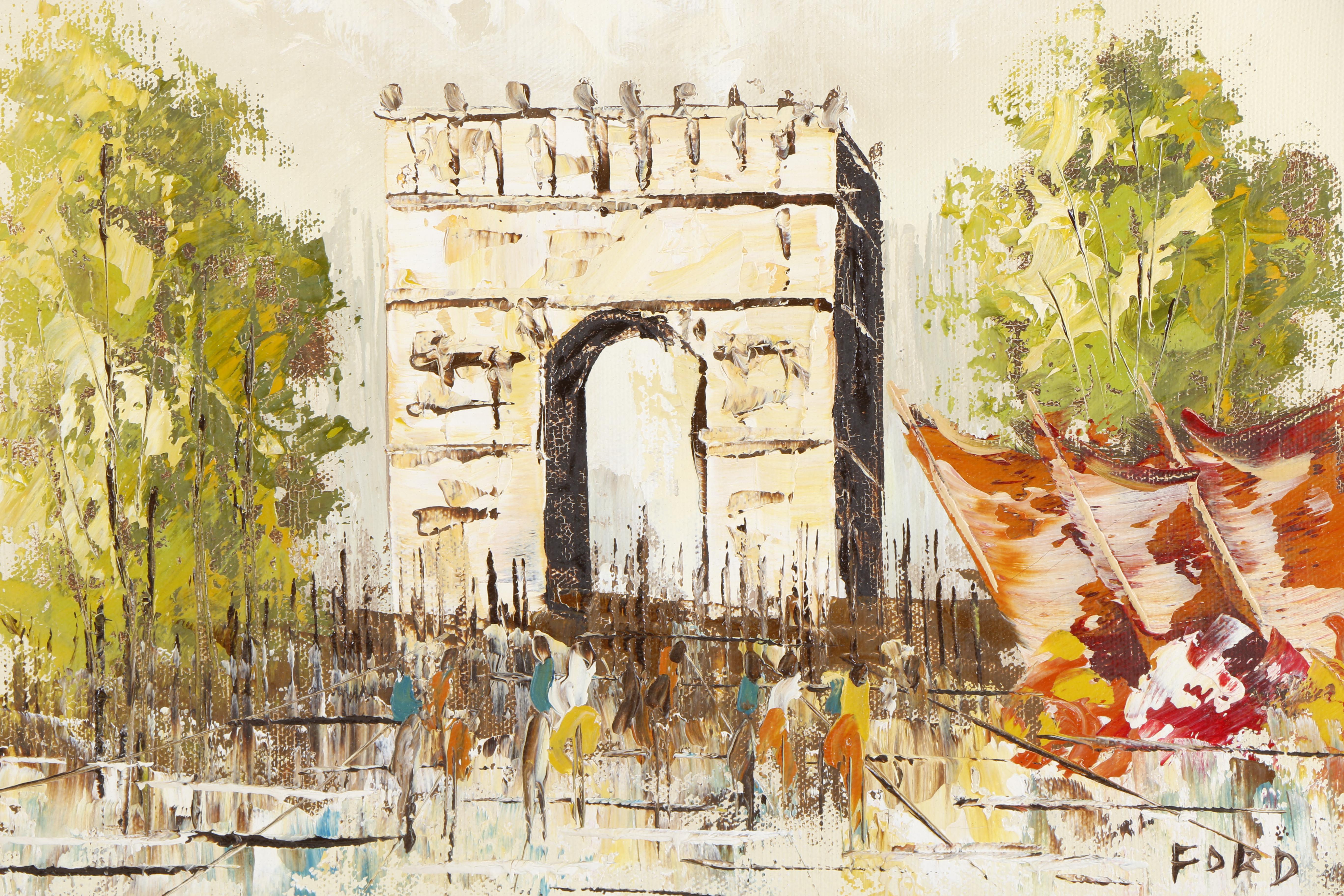 Signed Acrylic Painting  of Arch De Triomphe on Canvas