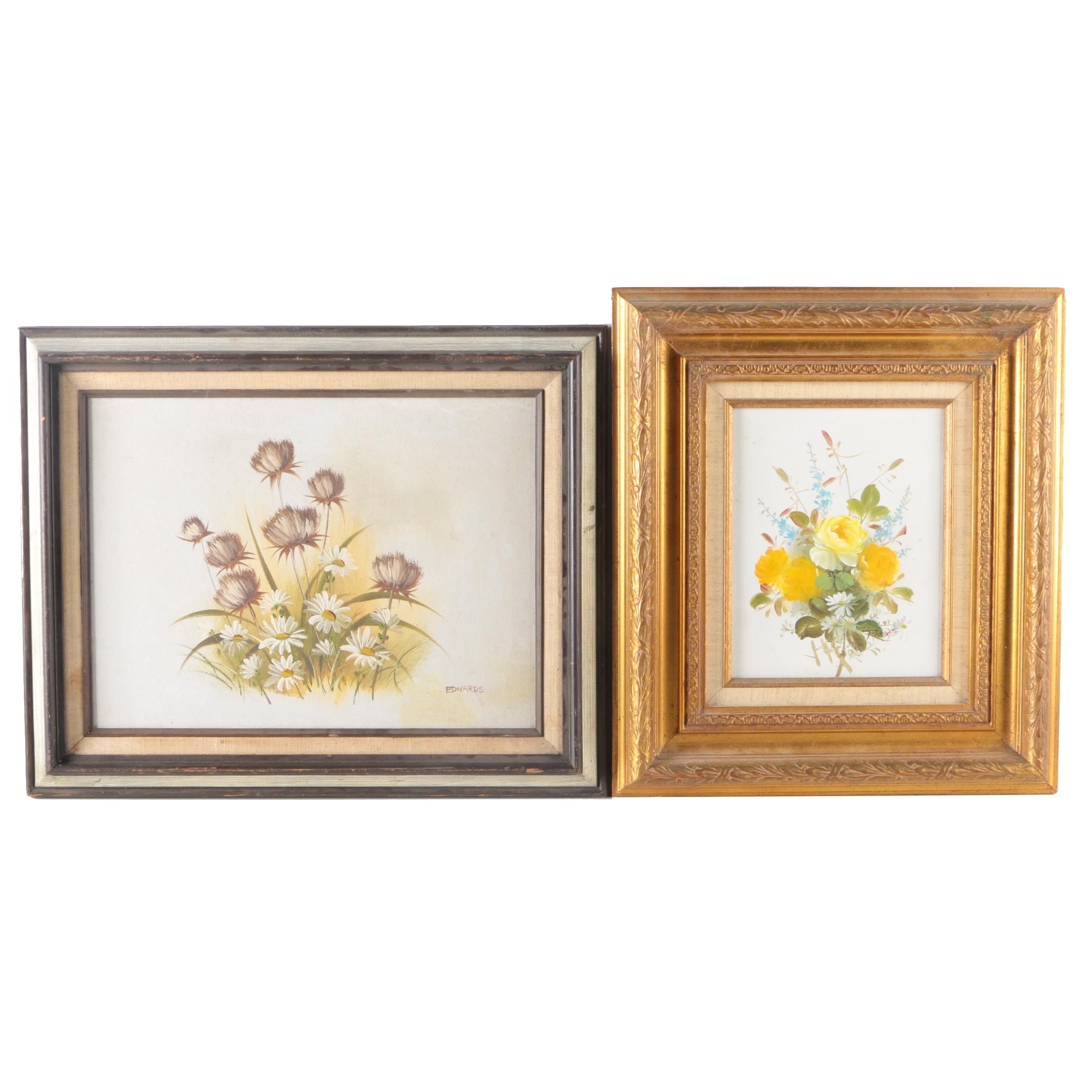 Roberts and Edwards Oil Paintings on Canvas of Flowers