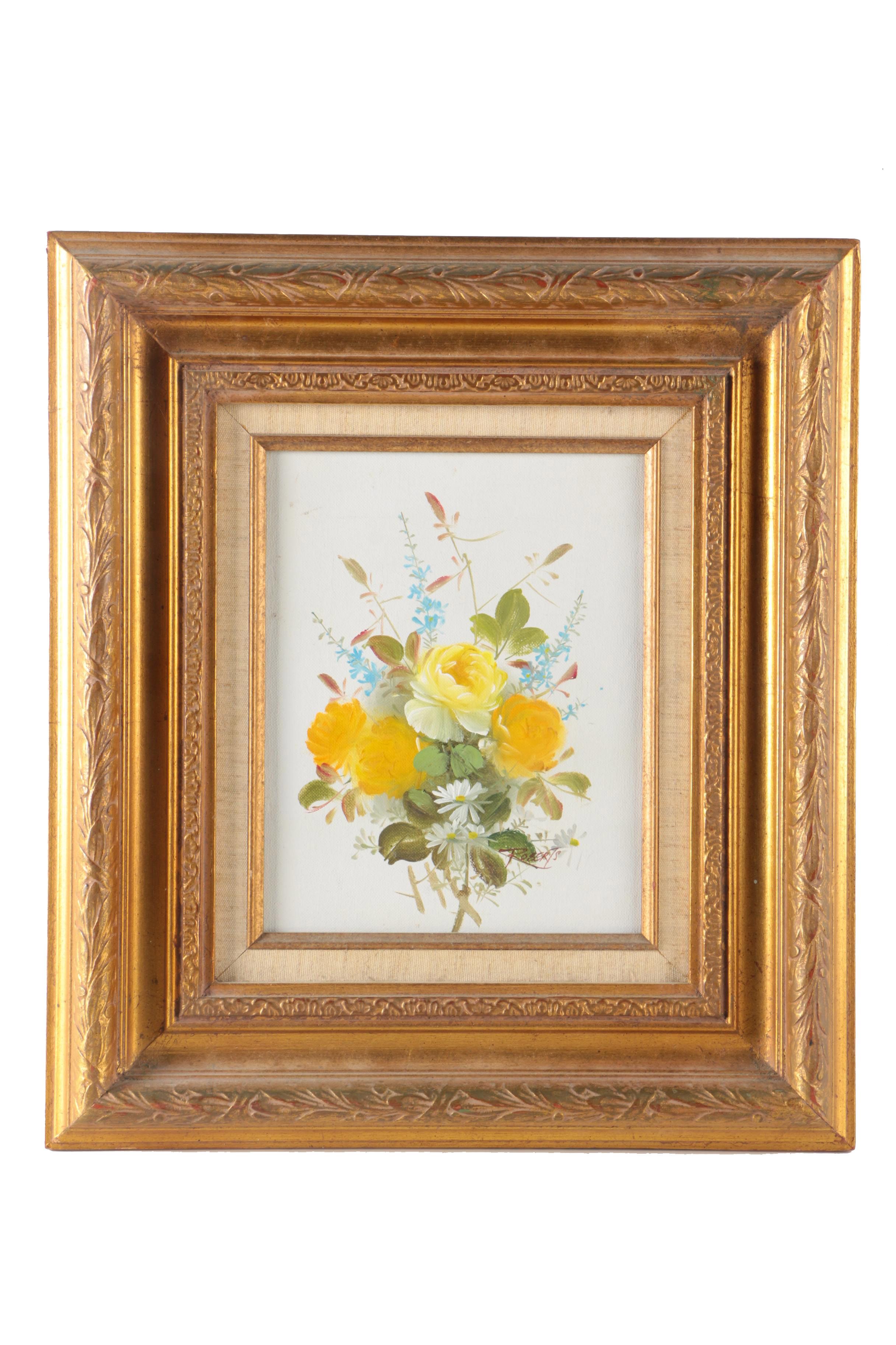 Roberts and Edwards Oil Paintings on Canvas of Flowers