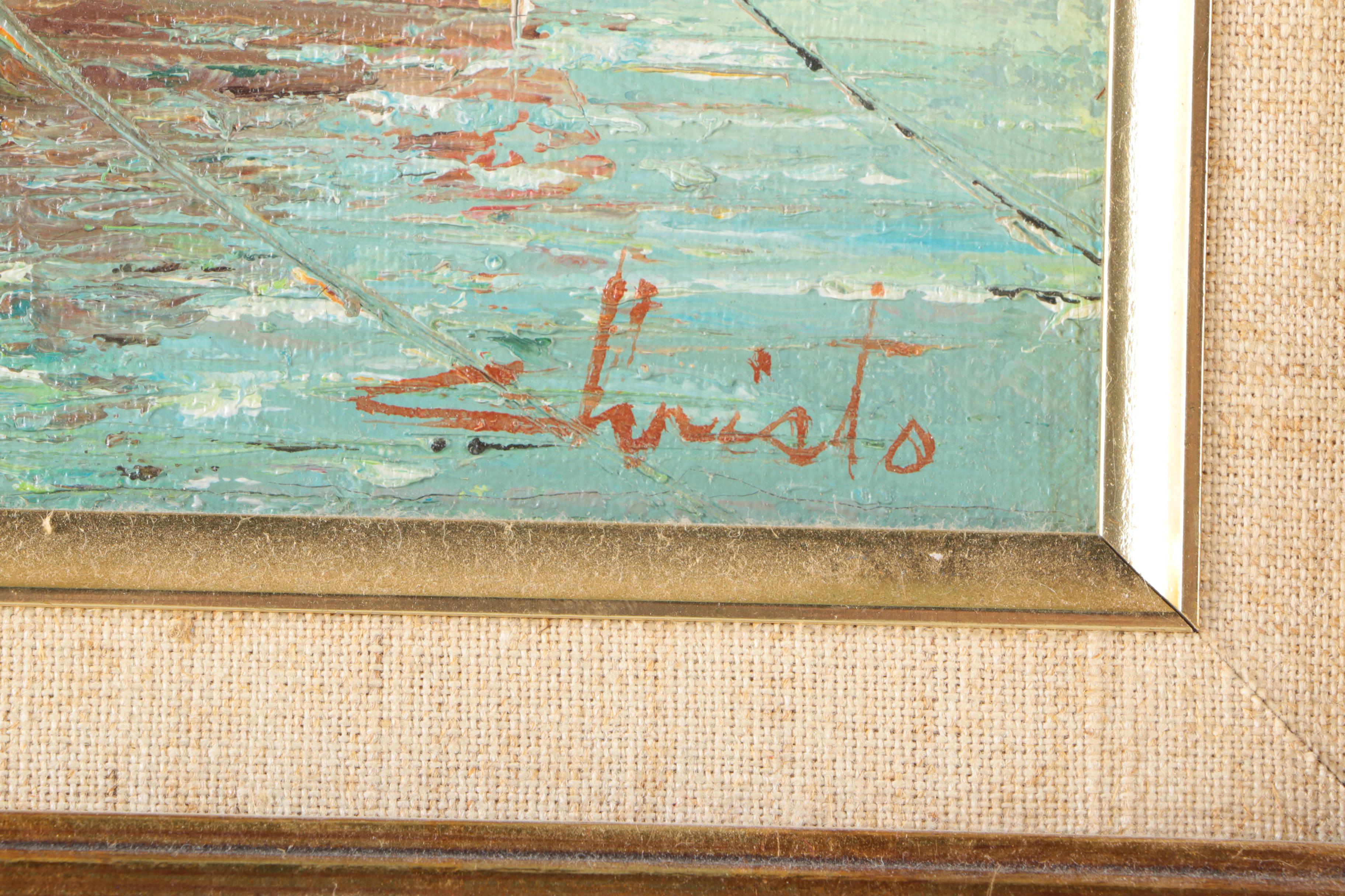 Christo Signed Oil Painting on Canvas