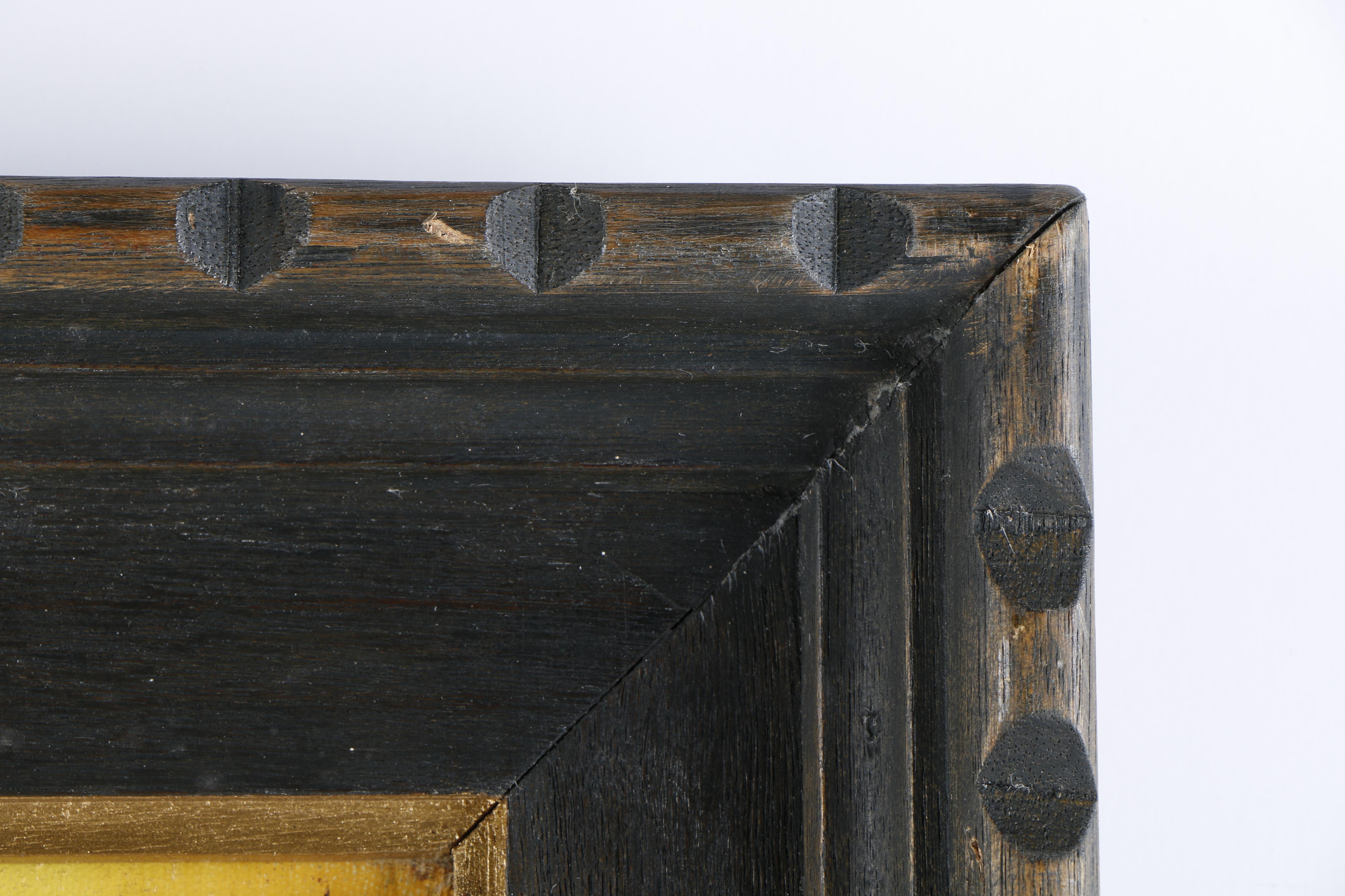 Signed Oil on Canvas Painting of Abstract Figures and Buildings