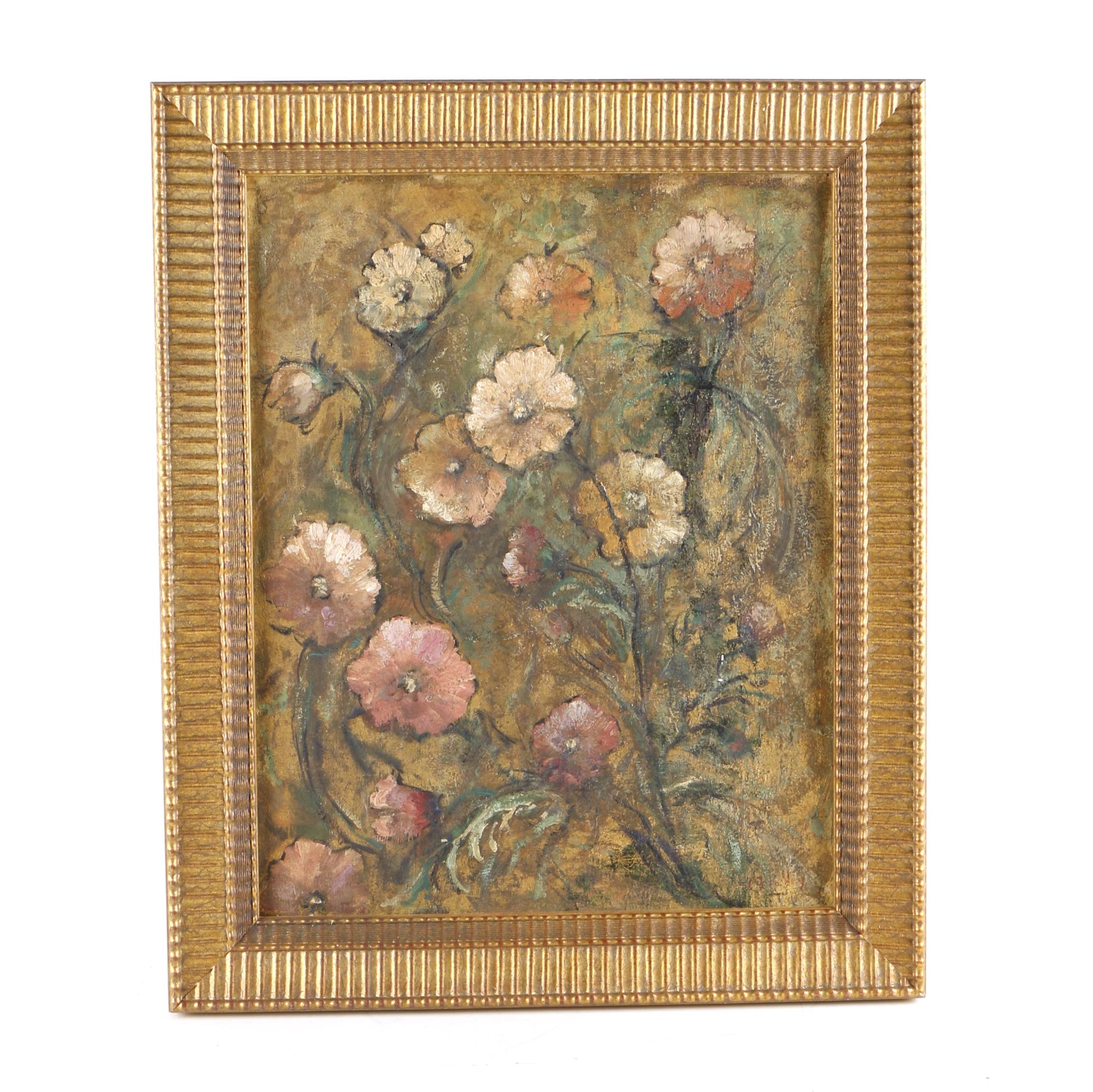 Oil Painting on Canvas Board of Flowers