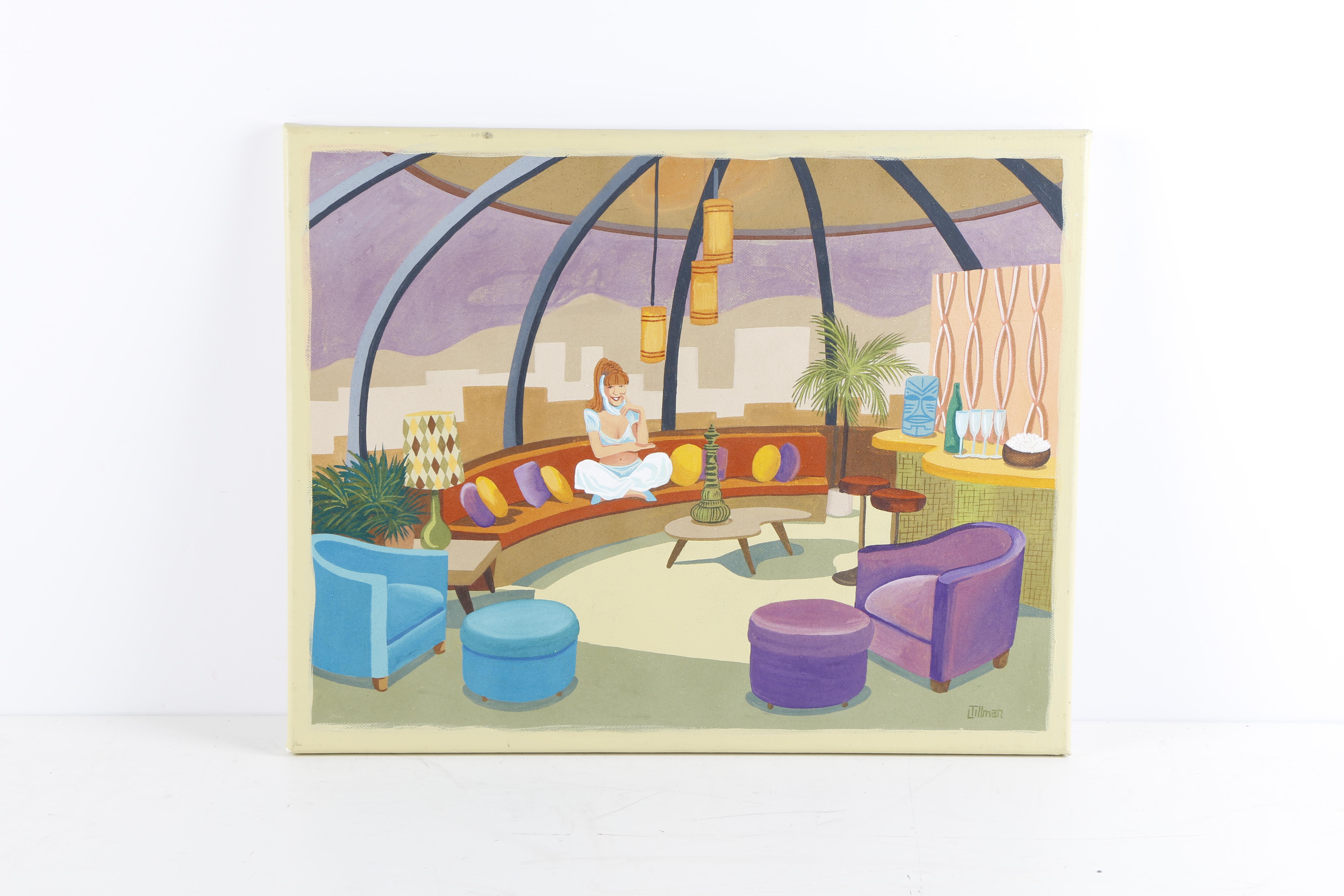 Two Original Retro Paintings by El Gato Gomez and Linda Tillman