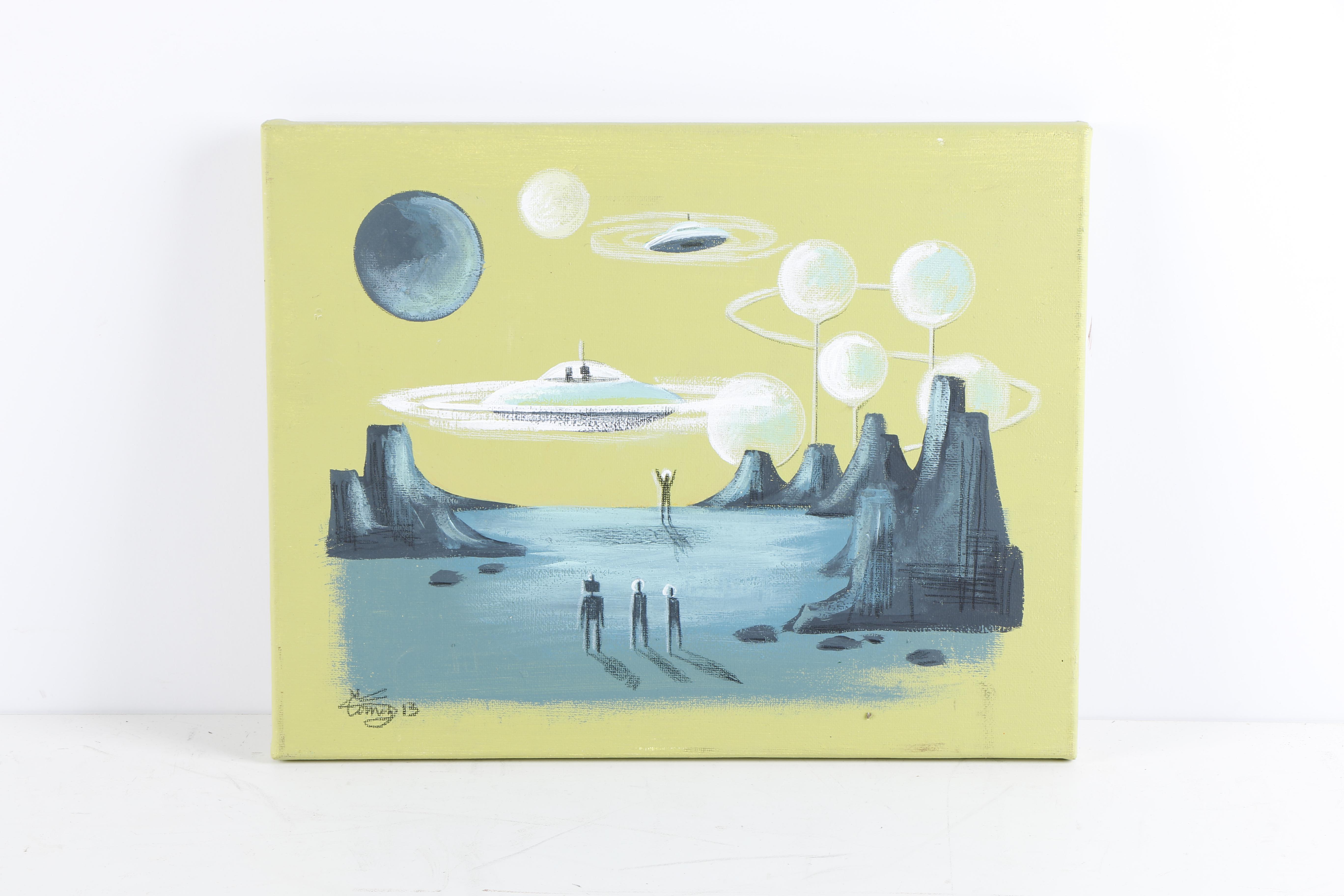 Two Original Retro Paintings by El Gato Gomez and Linda Tillman