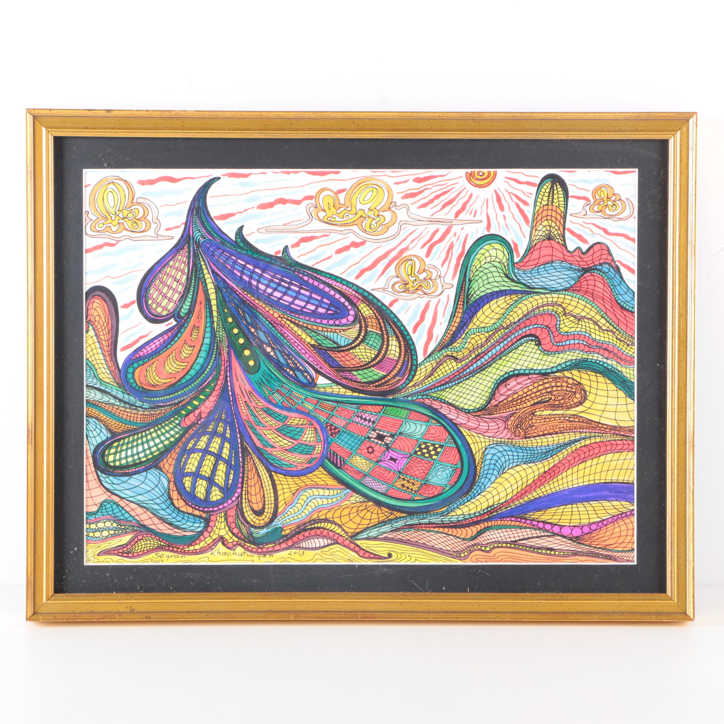 2013 Seyran Khachaturyan Pen and Ink Drawing on Paper