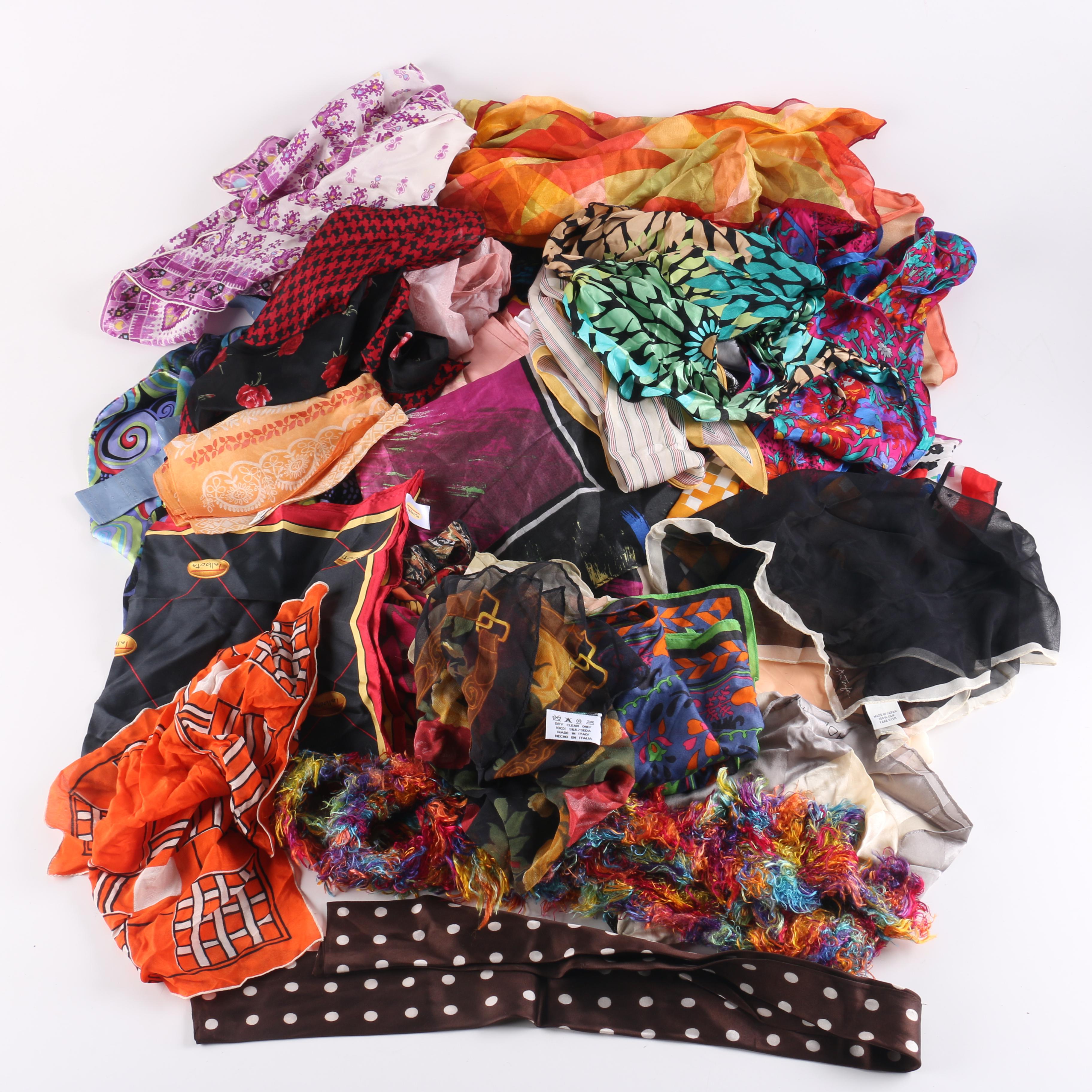 Large Assortment of Textiles and Scarves